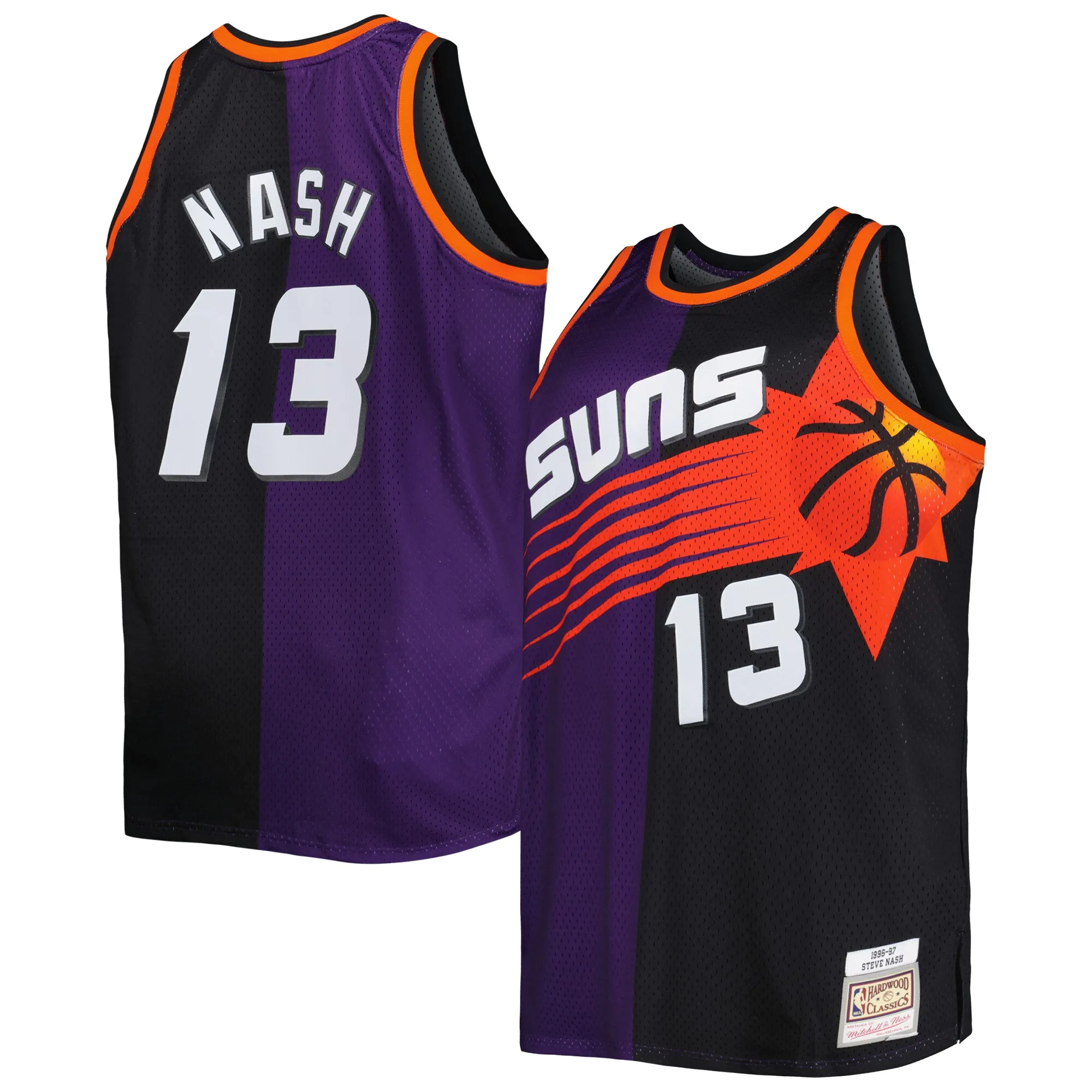 Steve Nash Phoenix Suns Mitchell & Ness Big & Tall Hardwood Classics 1996-97 Split Swingman Jersey - Purple-Black