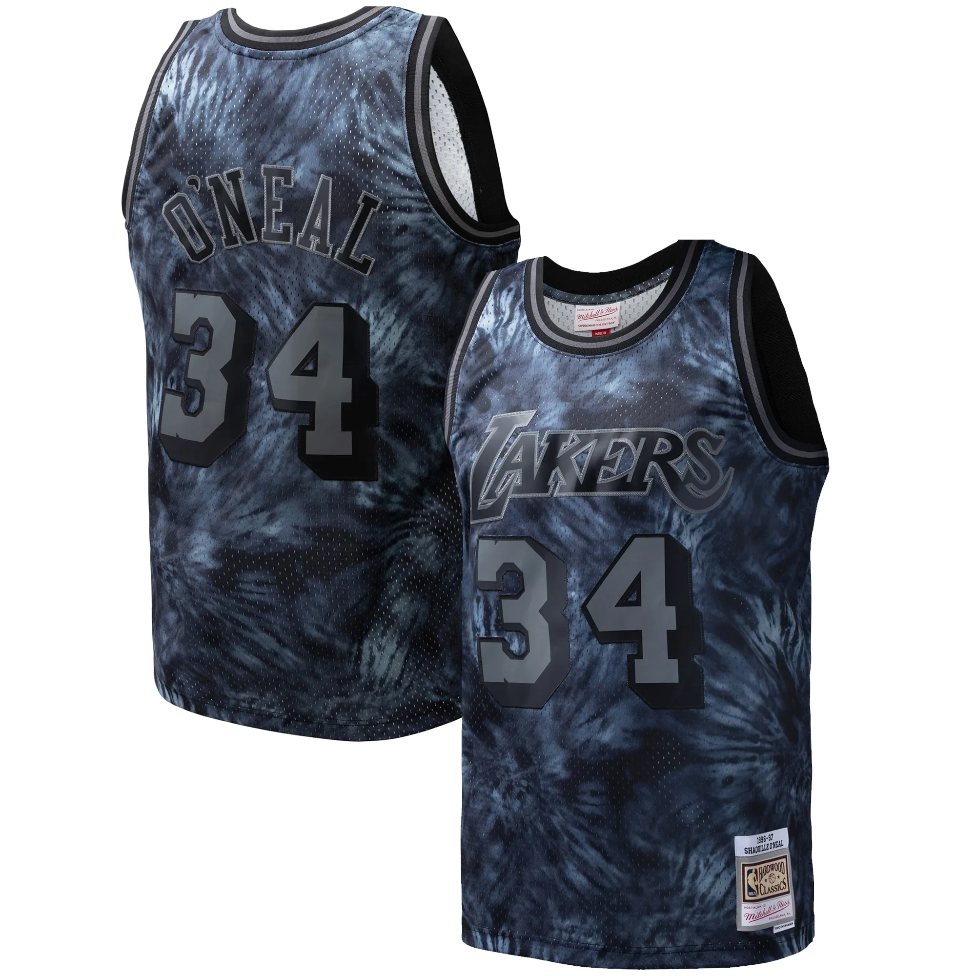 Shaquille O'Neal Los Angeles Lakers Mitchell & Ness Hardwood Classics 1996-97 Tie-Dye Swingman Jersey - Black
