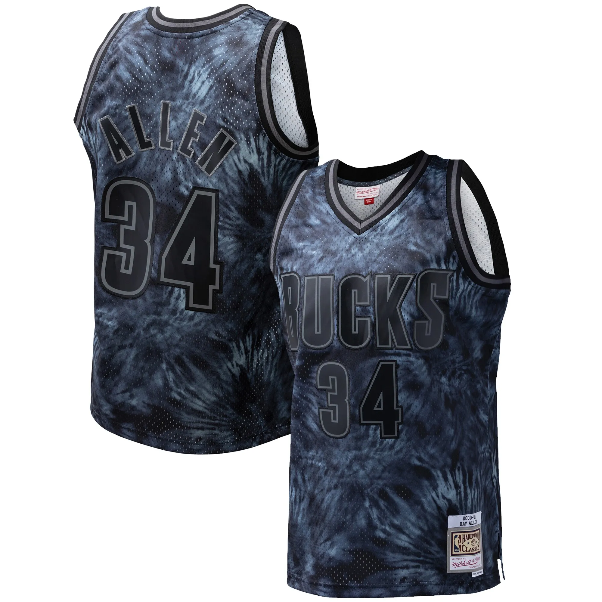 Ray Allen Milwaukee Bucks Mitchell & Ness Hardwood Classics 1996-97 Tie-Dye Swingman Jersey - Black