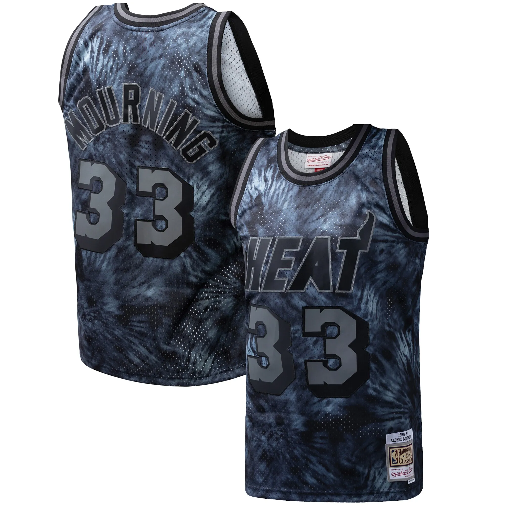Alonzo Mourning Miami Heat Mitchell & Ness Hardwood Classics 1996-97 Tie-Dye Swingman Jersey - Black
