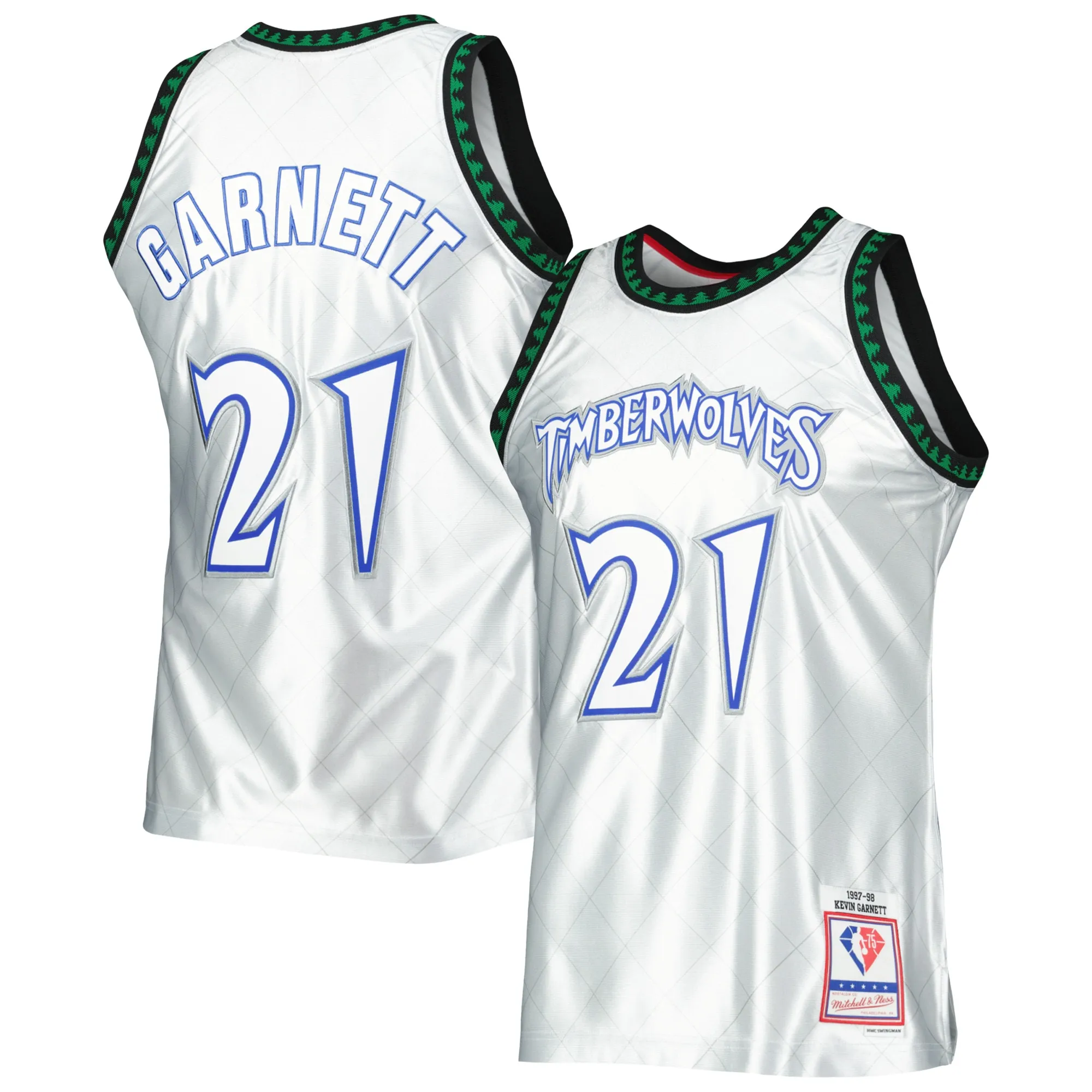 Kevin Garnett Minnesota Timberwolves Mitchell & Ness 1997-98 Hardwood Classics 75th Anniversary Swingman Jersey - Platinum