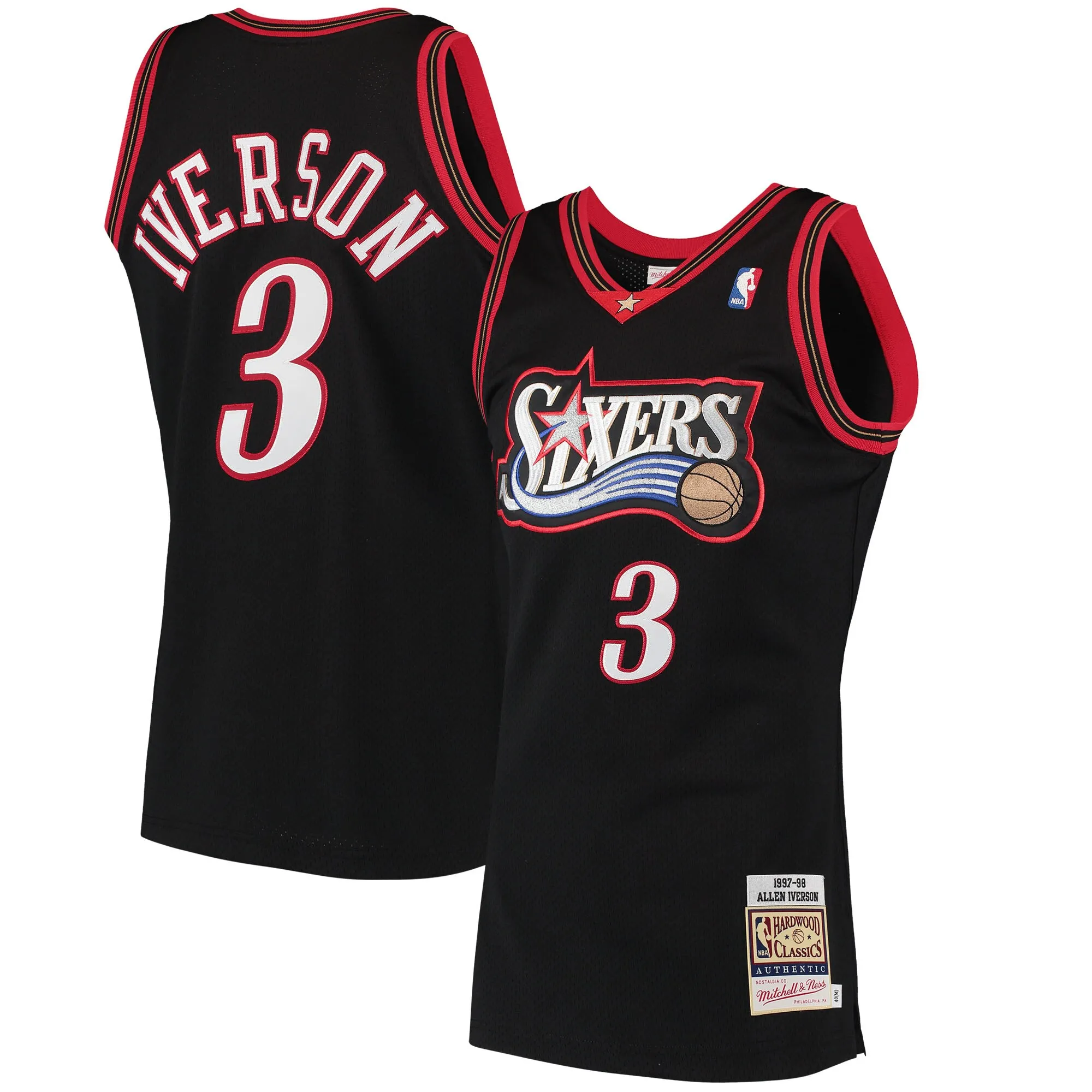 Allen Iverson Philadelphia 76ers Mitchell & Ness 1997-98 Hardwood Classics Authentic Jersey - Black