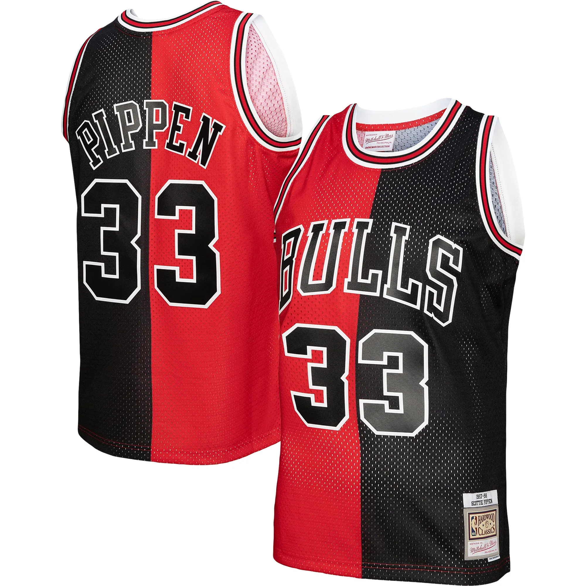 Scottie Pippen Chicago Bulls Mitchell & Ness Hardwood Classics 1997-98 Split Swingman Jersey - Red-Black
