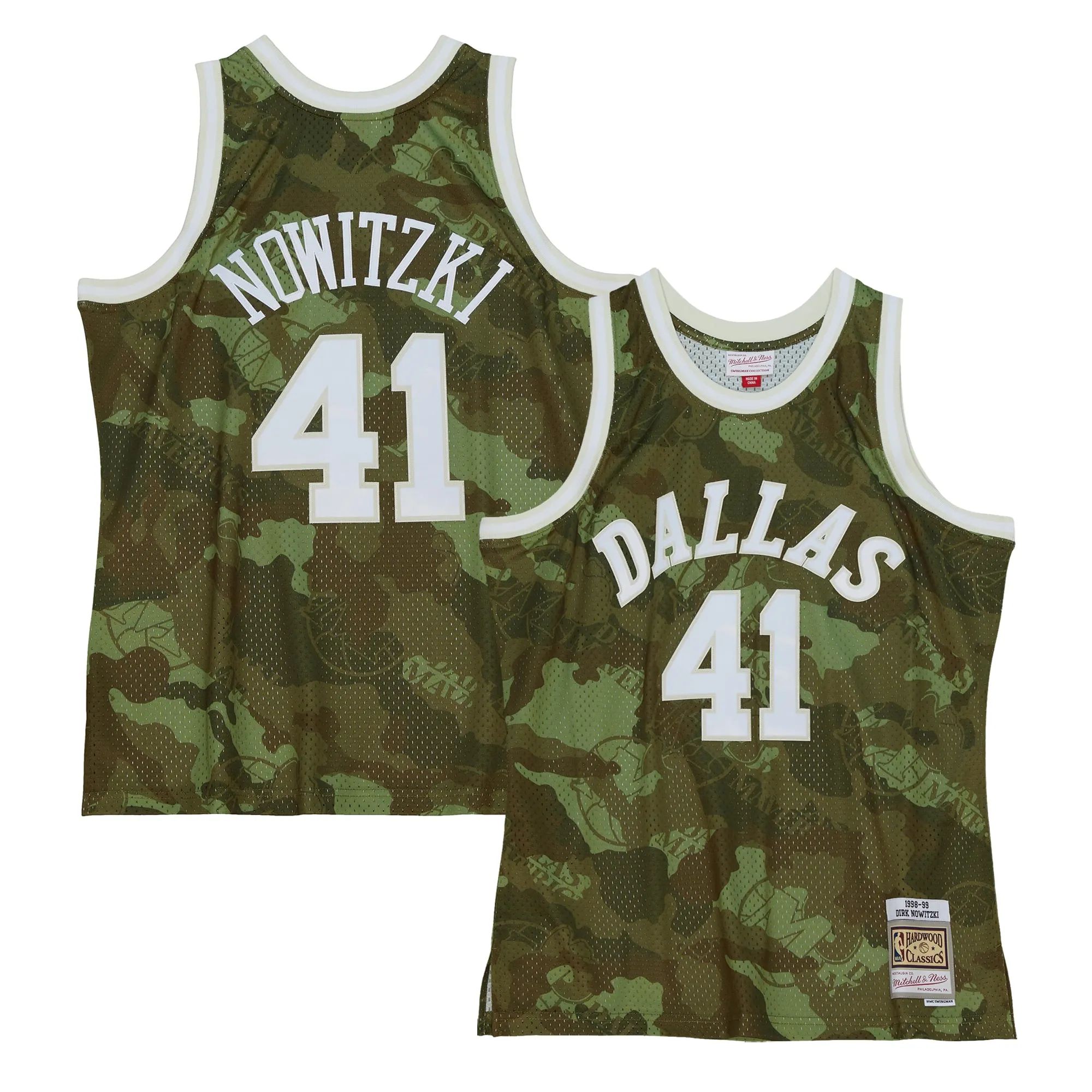 Dirk Nowitzki Dallas Mavericks Mitchell & Ness Hardwood Classics 1998-99 Ghost Green Swingman Jersey - Camo