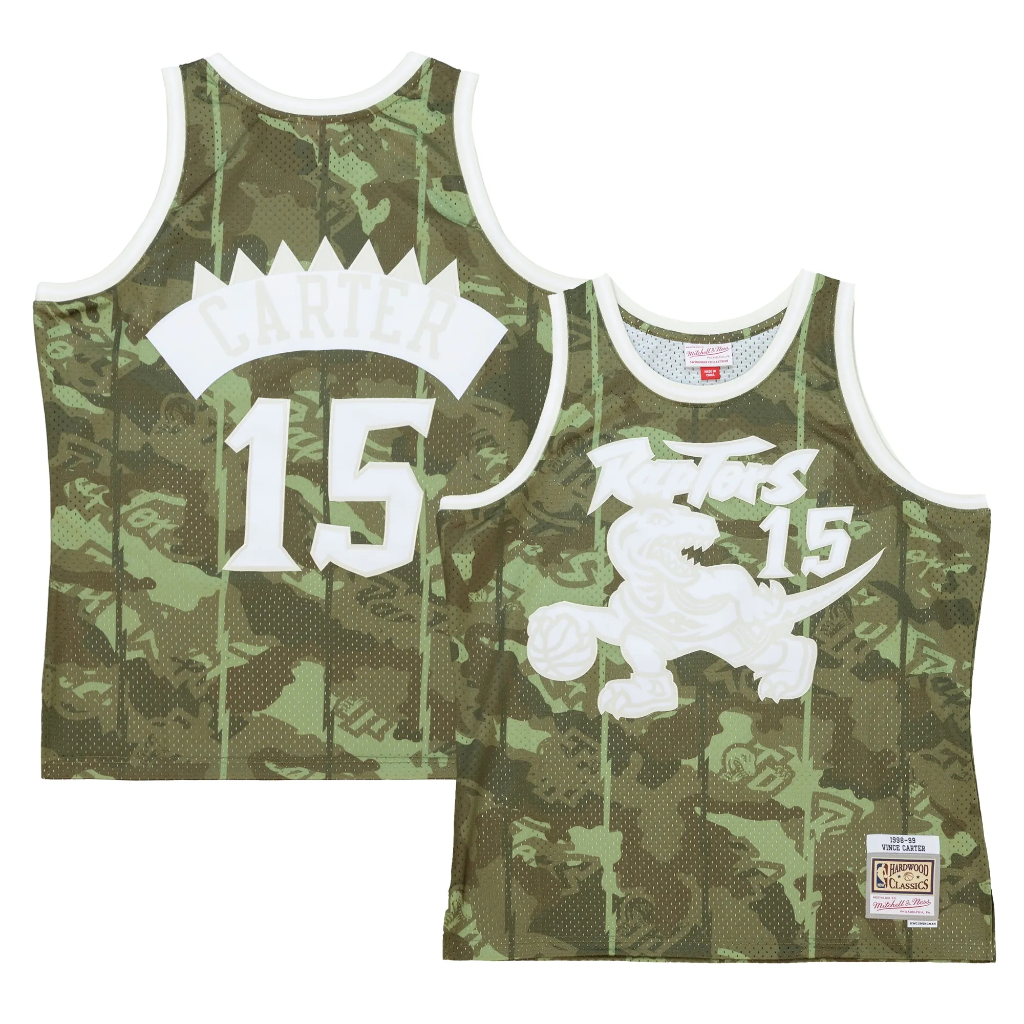 Vince Carter Toronto Raptors Mitchell & Ness Hardwood Classics 1998-99 Ghost Green Swingman Jersey - Camo