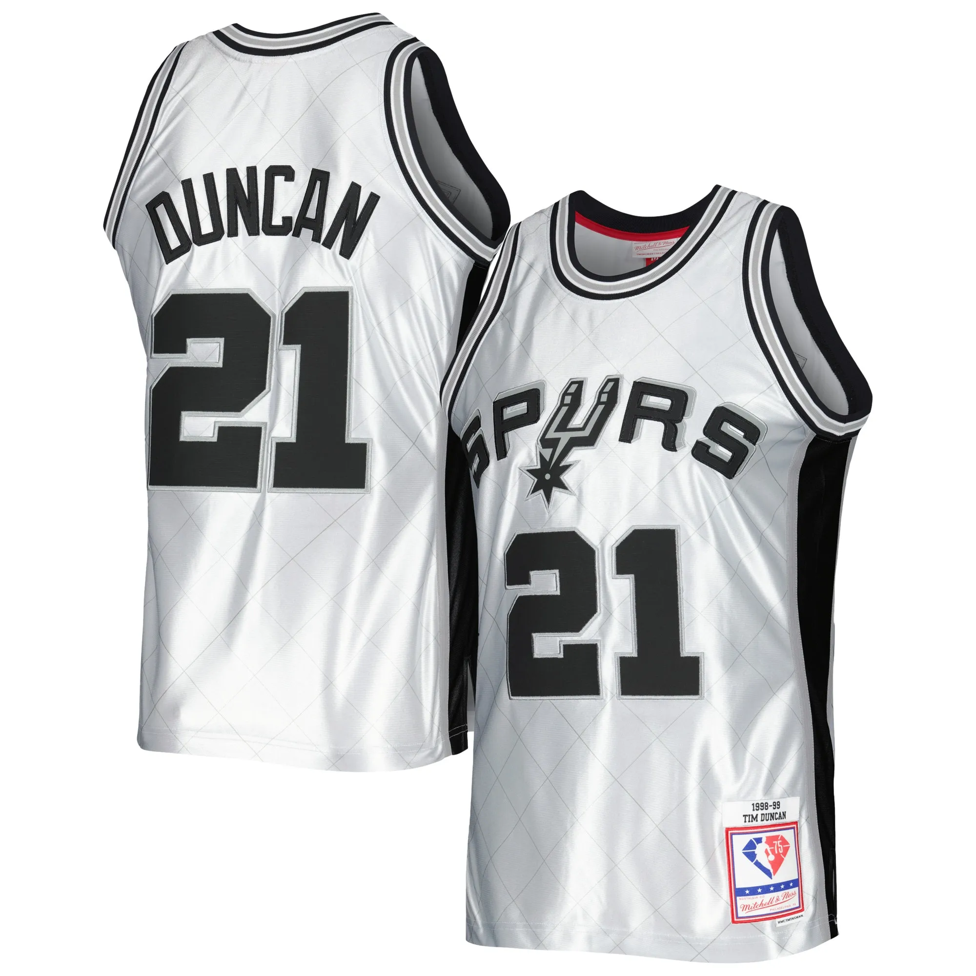 Tim Duncan San Antonio Spurs Mitchell & Ness 1998-99 Hardwood Classics 75th Anniversary Swingman Jersey - Platinum