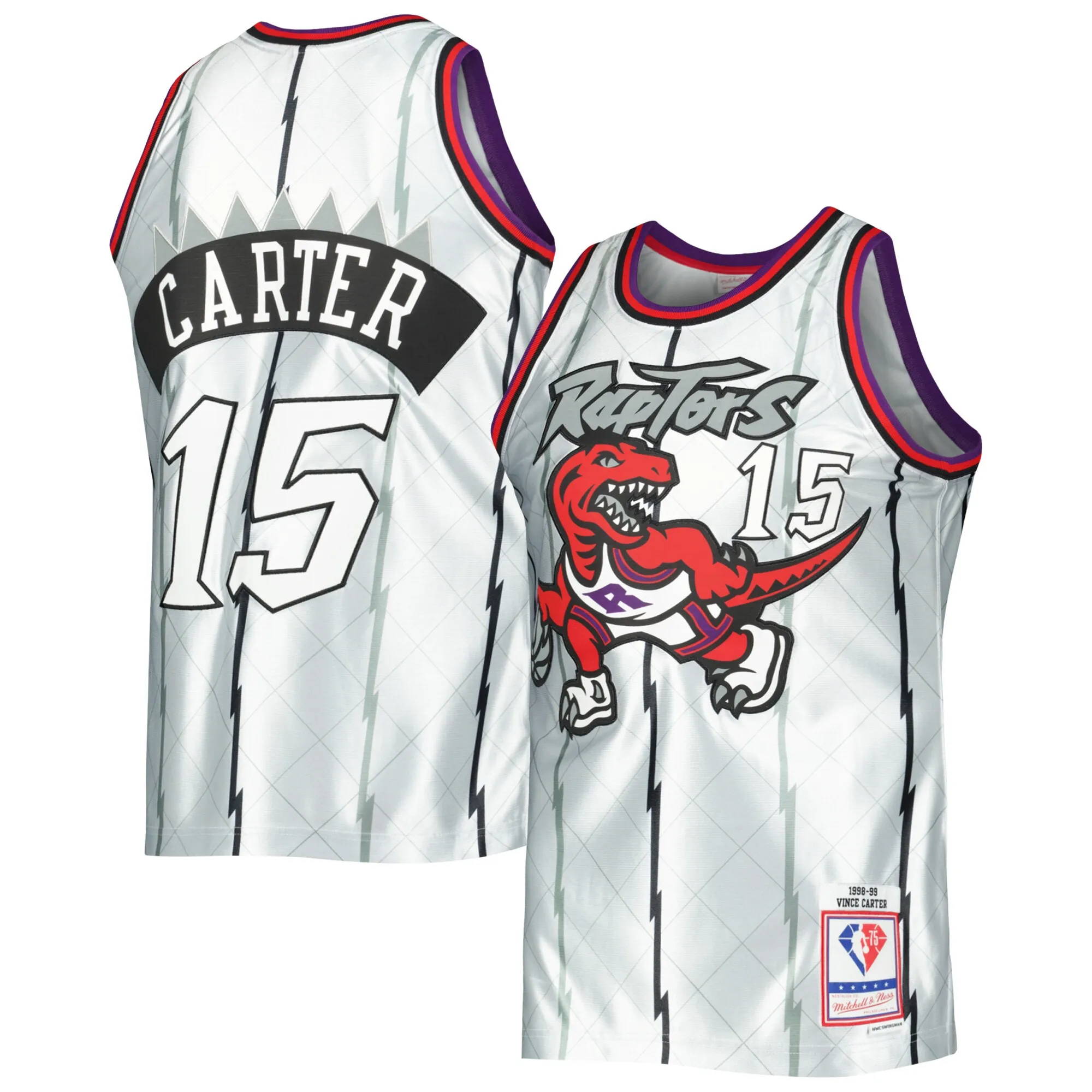 Vince Carter Toronto Raptors Mitchell & Ness 1998-99 Hardwood Classics 75th Anniversary Swingman Jersey - Platinum