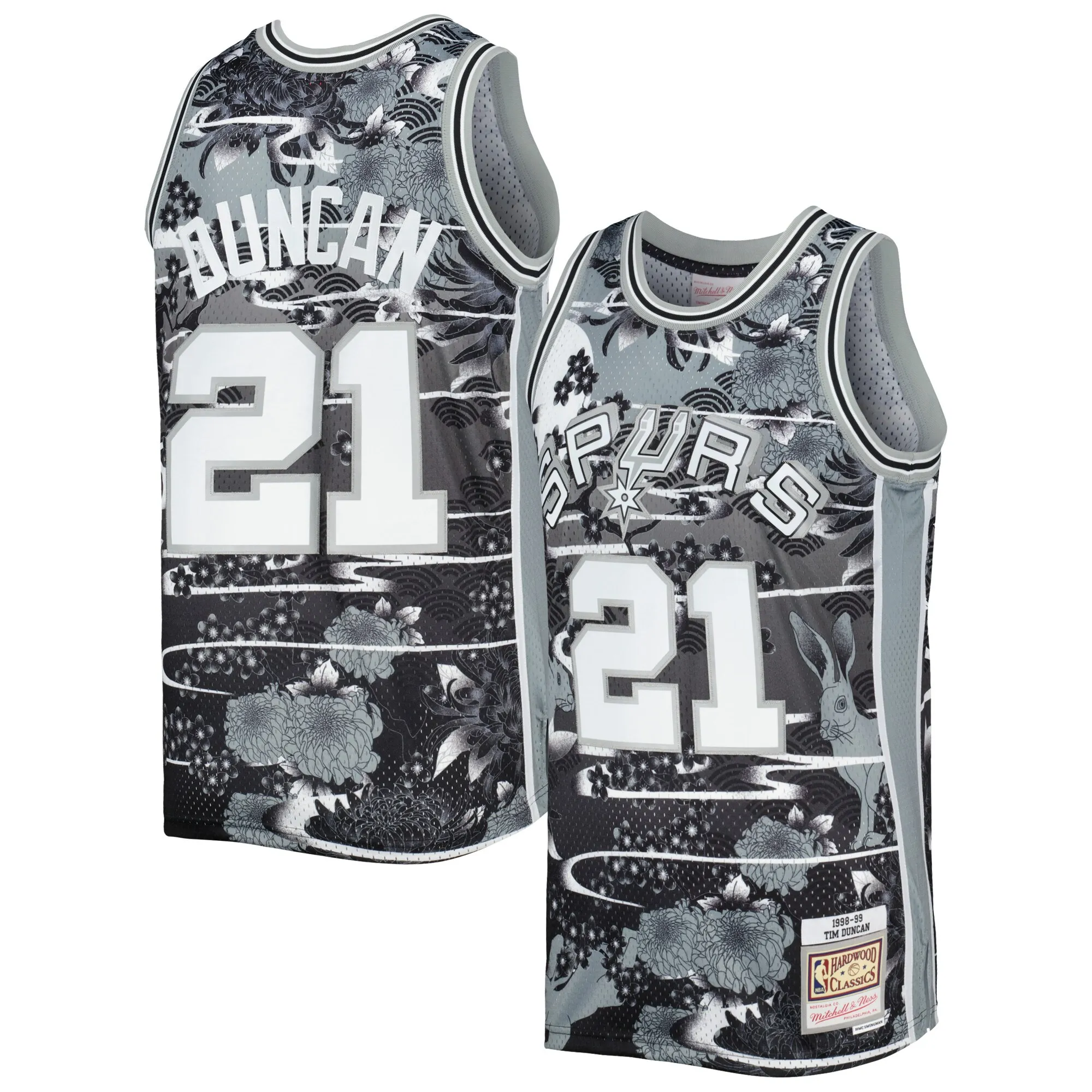 Tim Duncan San Antonio Spurs Mitchell & Ness 1998-99 Hardwood Classics Lunar New Year Swingman Jersey - Silver