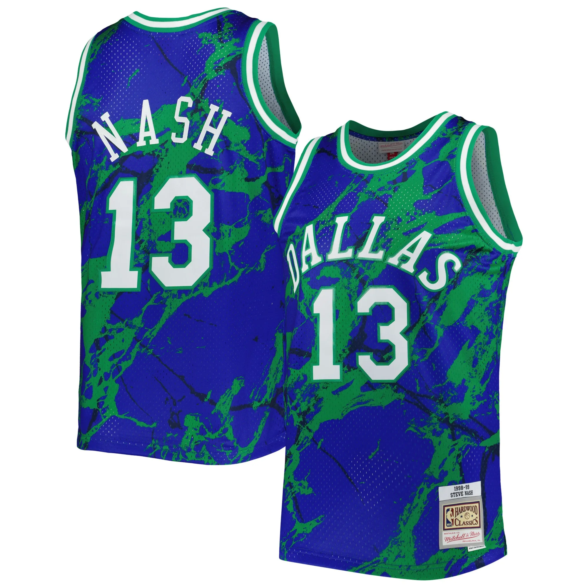Steve Nash Dallas Mavericks Mitchell & Ness 1998-99 Hardwood Classics Marble Swingman Jersey - Blue