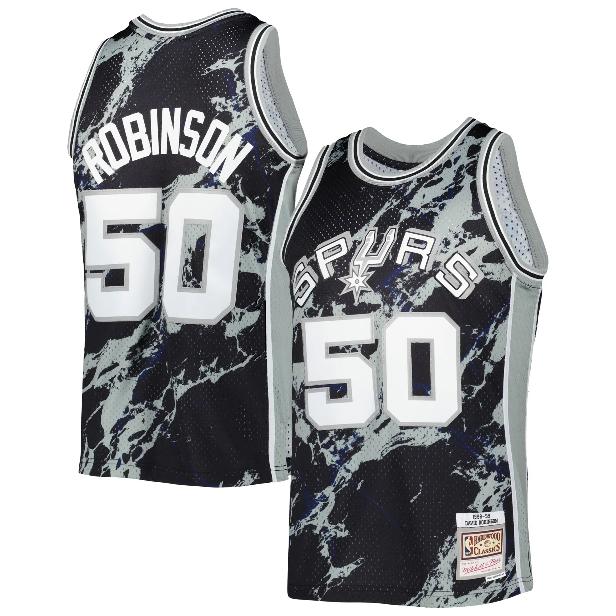 David Robinson San Antonio Spurs Mitchell & Ness 1998-99 Hardwood Classics Marble Swingman Jersey - Black