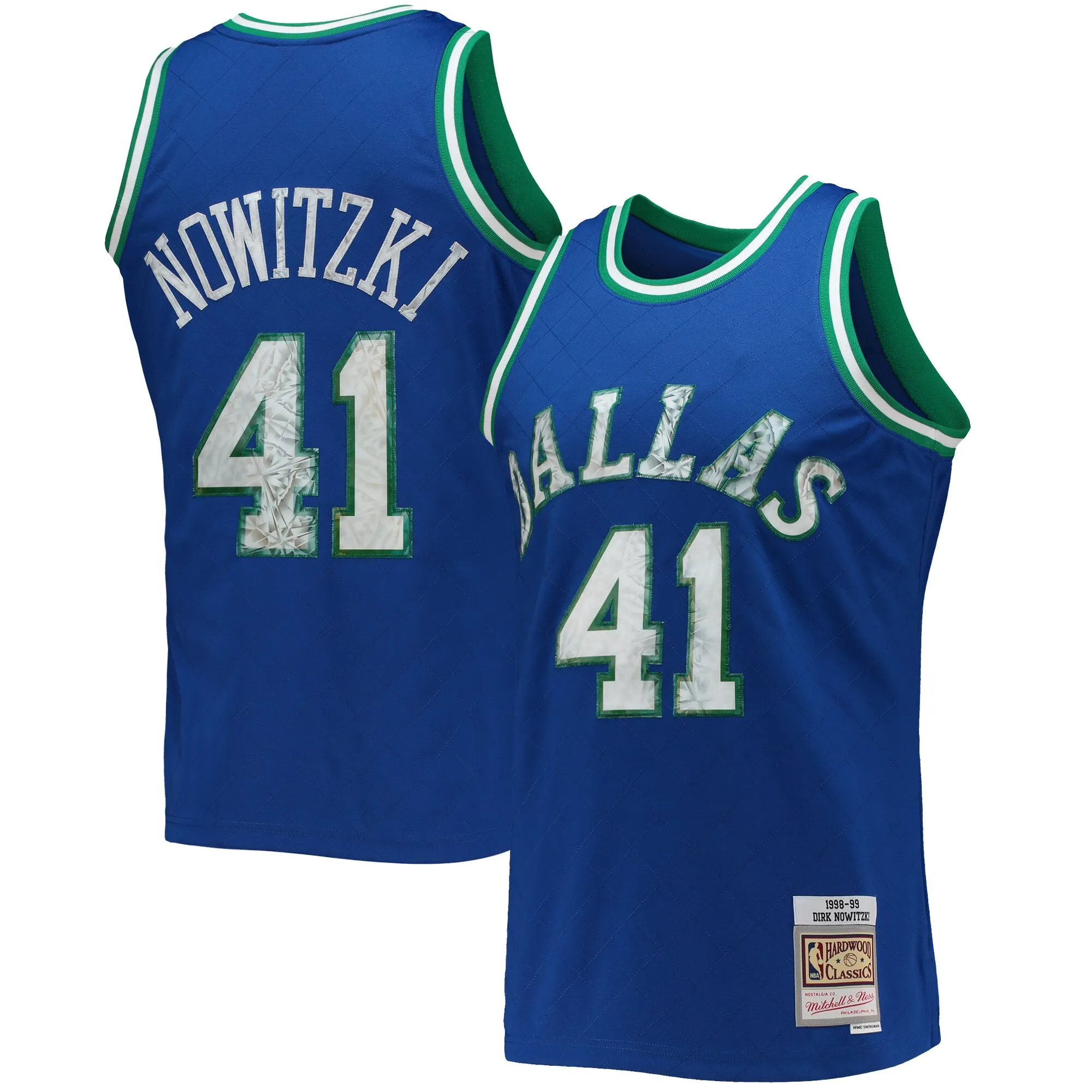 Dirk Nowitzki Dallas Mavericks Mitchell & Ness 1998-99 Hardwood Classics NBA 75th Anniversary Diamond Swingman Jersey - Blue