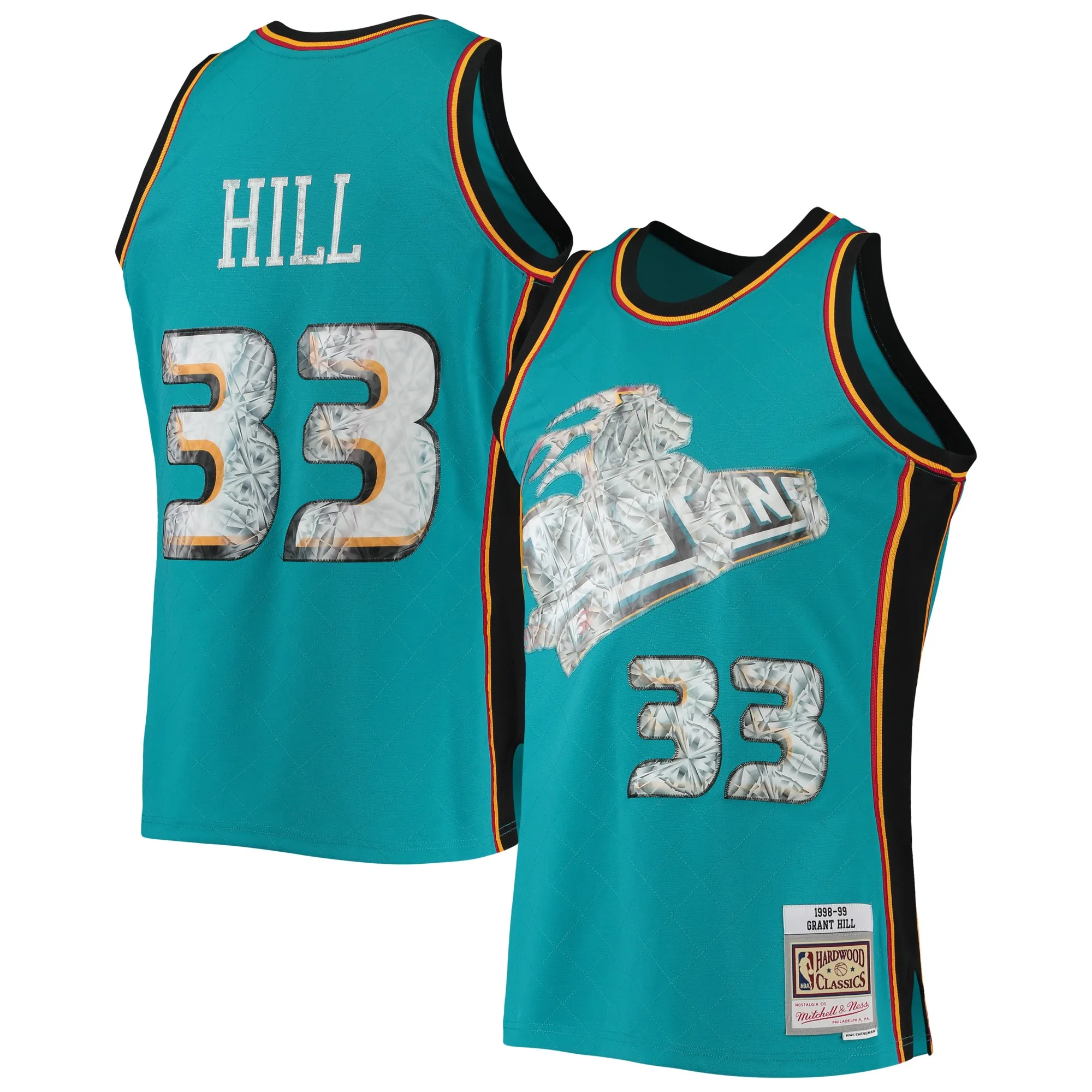 Grant Hill Detroit Pistons Mitchell & Ness 1998-99 Hardwood Classics NBA 75th Anniversary Diamond Swingman Jersey - Teal
