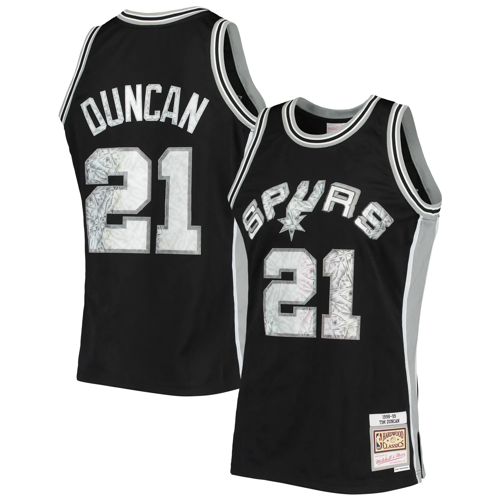 Tim Duncan San Antonio Spurs Mitchell & Ness 1998-99 Hardwood Classics NBA 75th Anniversary Diamond Swingman Jersey - Black