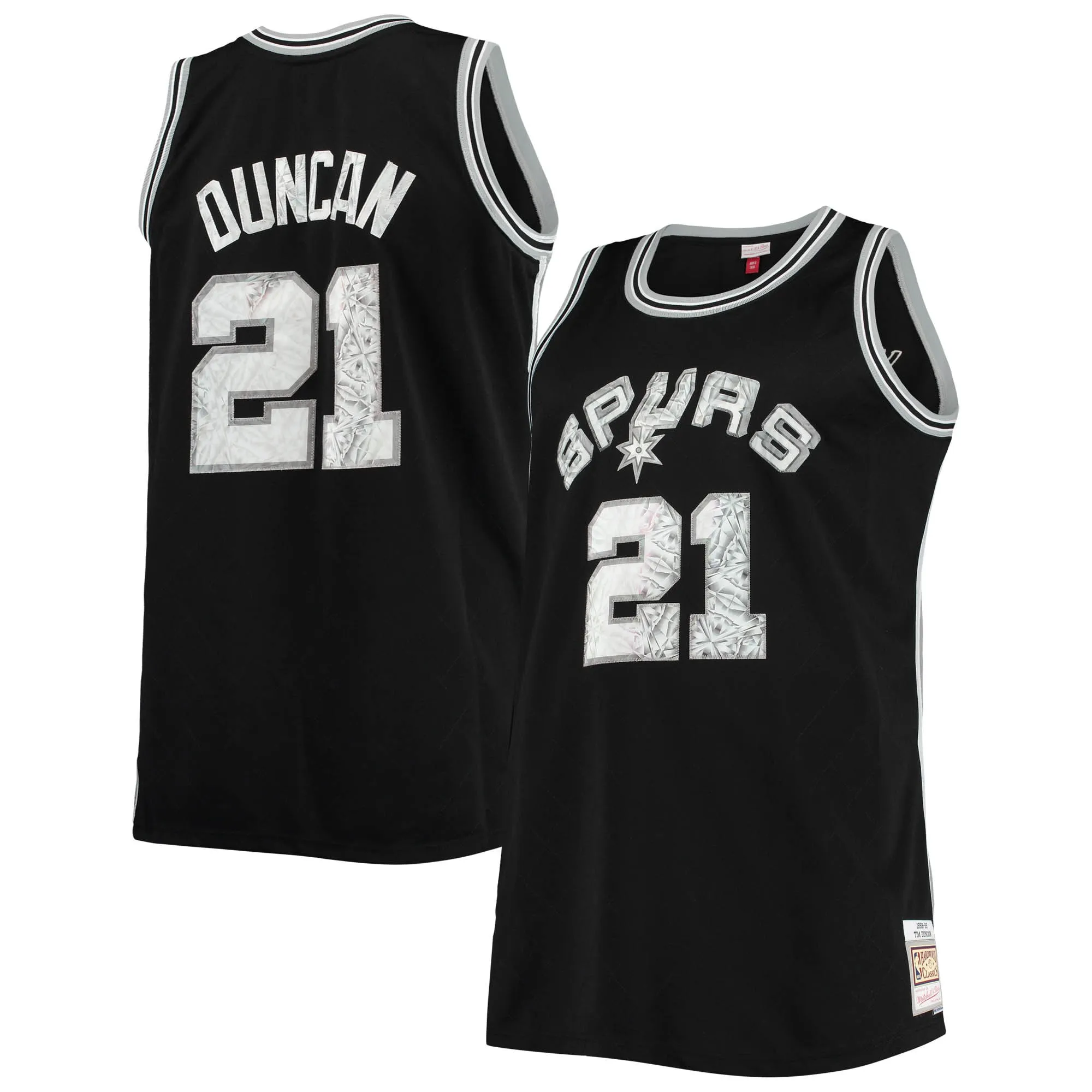 Tim Duncan San Antonio Spurs Mitchell & Ness Big & Tall 1998-99 NBA 75th Anniversary Diamond Swingman Jersey - Black