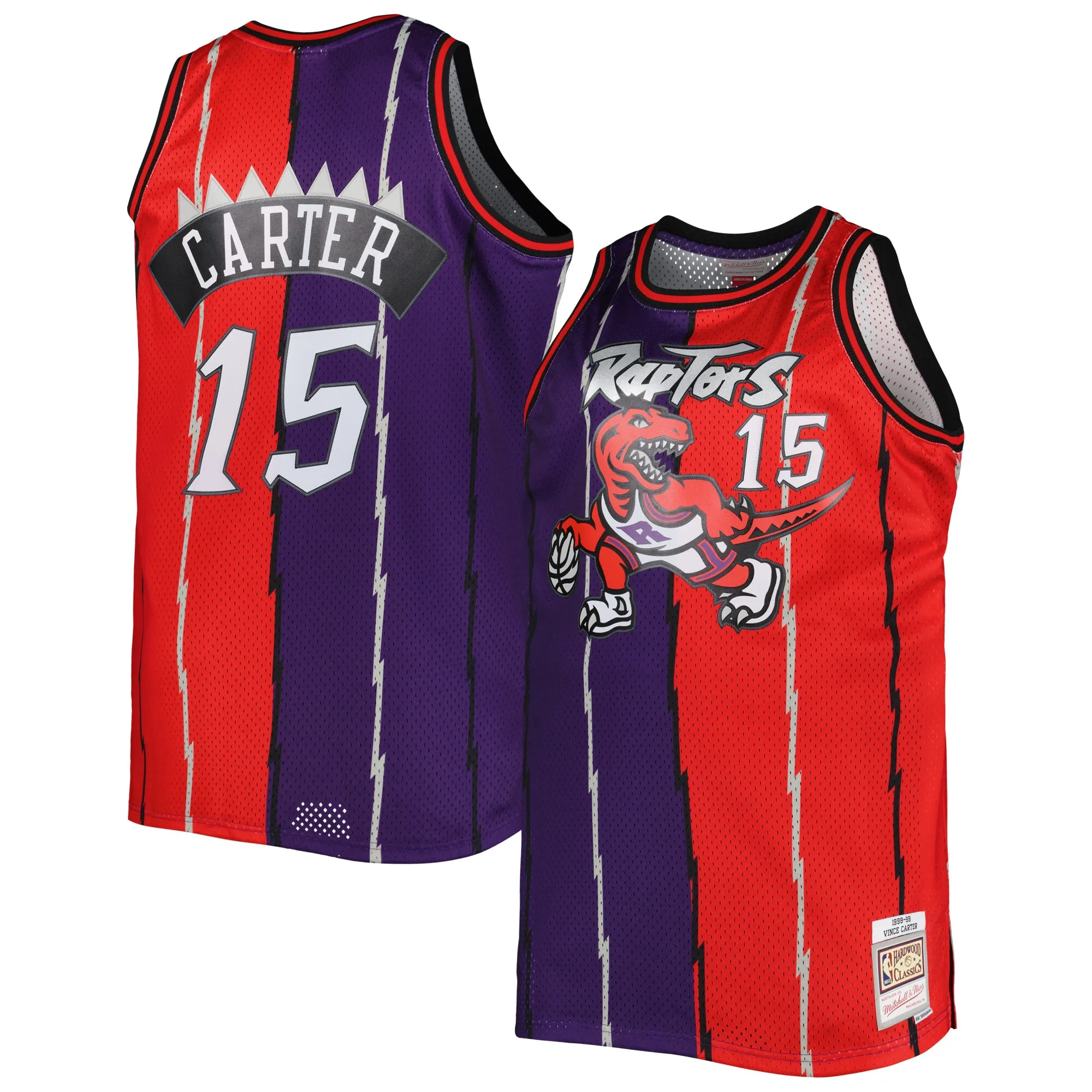 Vince Carter Toronto Raptors Mitchell & Ness Big & Tall Hardwood Classics 1998-99 Split Swingman Jersey - Purple-Red
