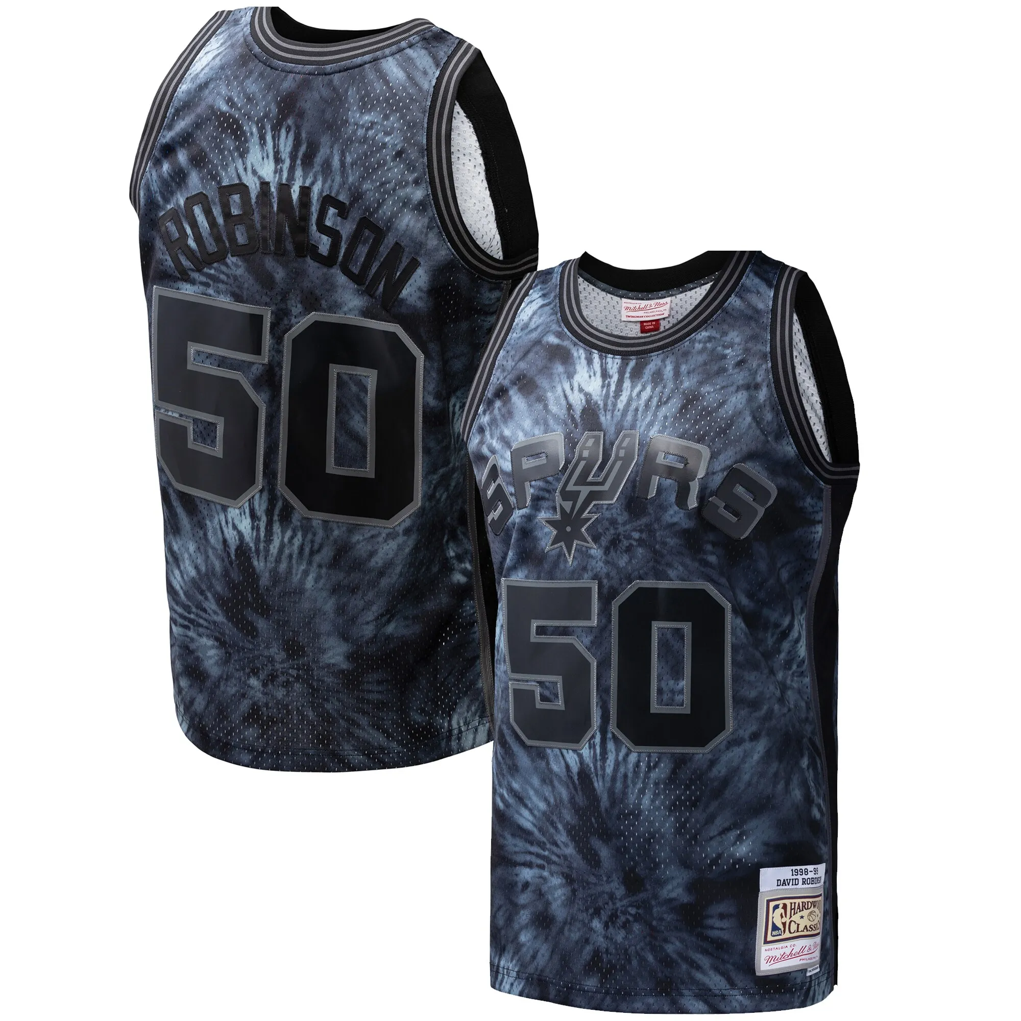 David Robinson San Antonio Spurs Mitchell & Ness Hardwood Classics 1998-99 Tie-Dye Swingman Jersey - Black