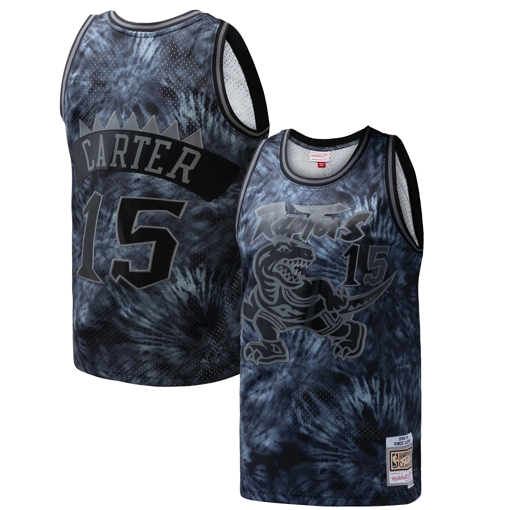 Vince Carter Toronto Raptors Mitchell & Ness Hardwood Classics 1998-99 Tie-Dye Swingman Jersey - Black