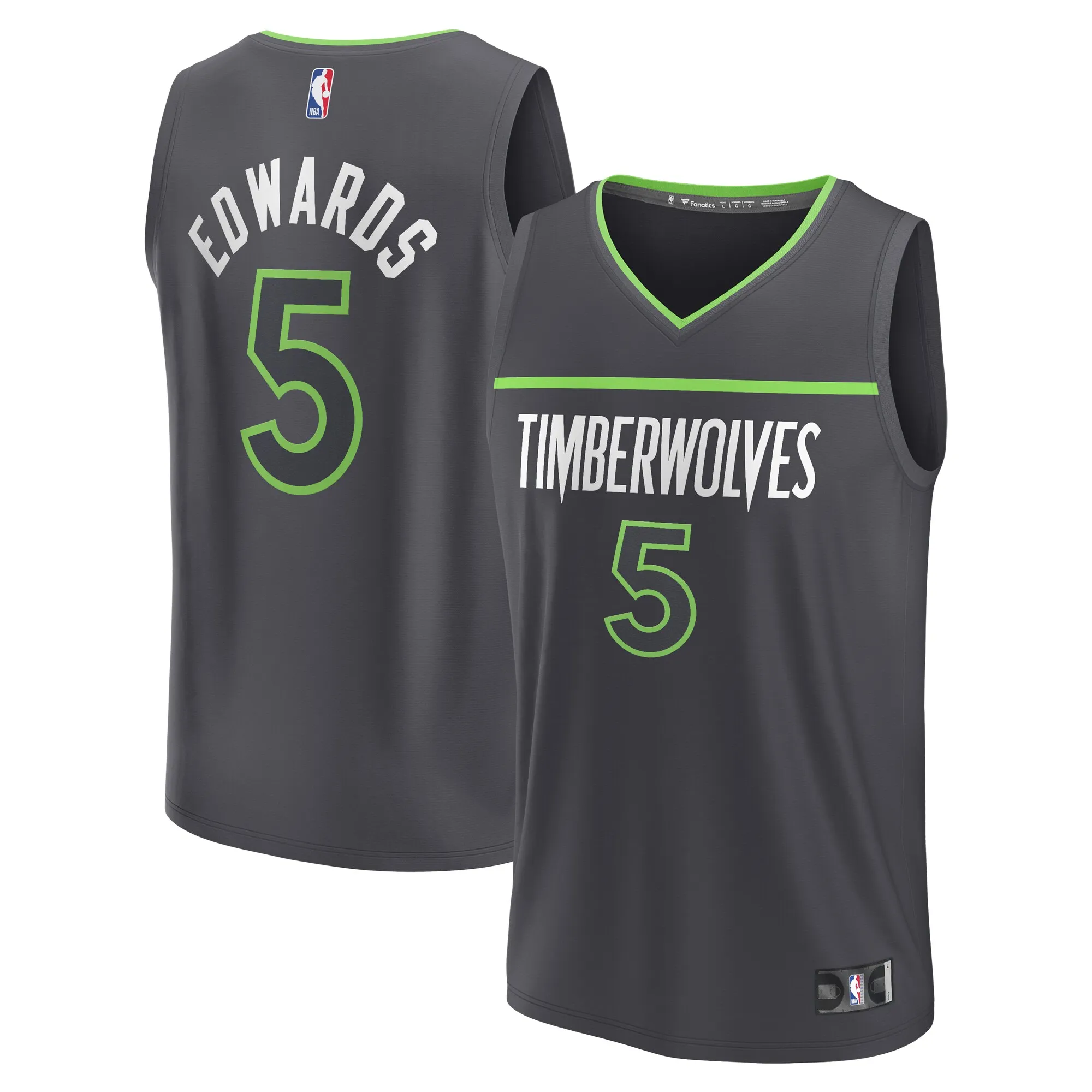 Anthony Edwards Minnesota Timberwolves Fanatics Fast Break Replica Player Jersey - Statement Edition - Anthracite