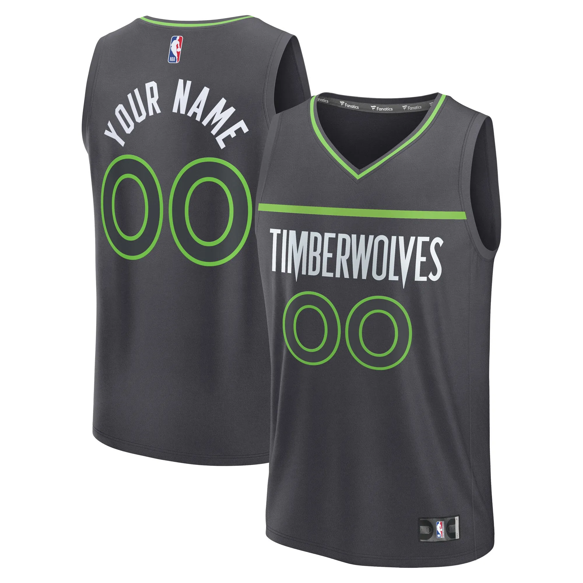 Minnesota Timberwolves Fanatics Fastbreak Custom Jersey - Statement Edition - Anthracite