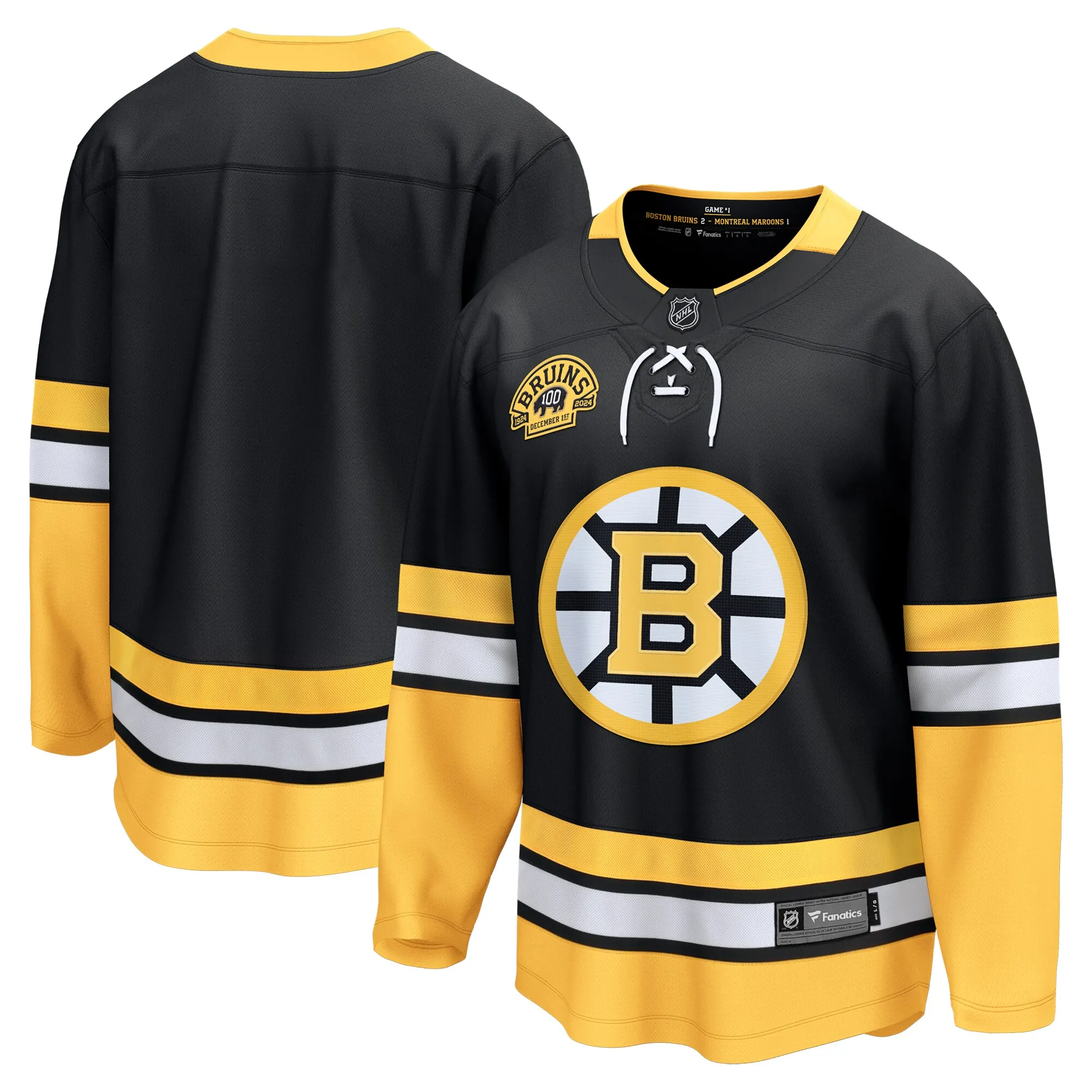 Boston Bruins Fanatics 100th Anniversary Premier Breakaway Jersey - Black