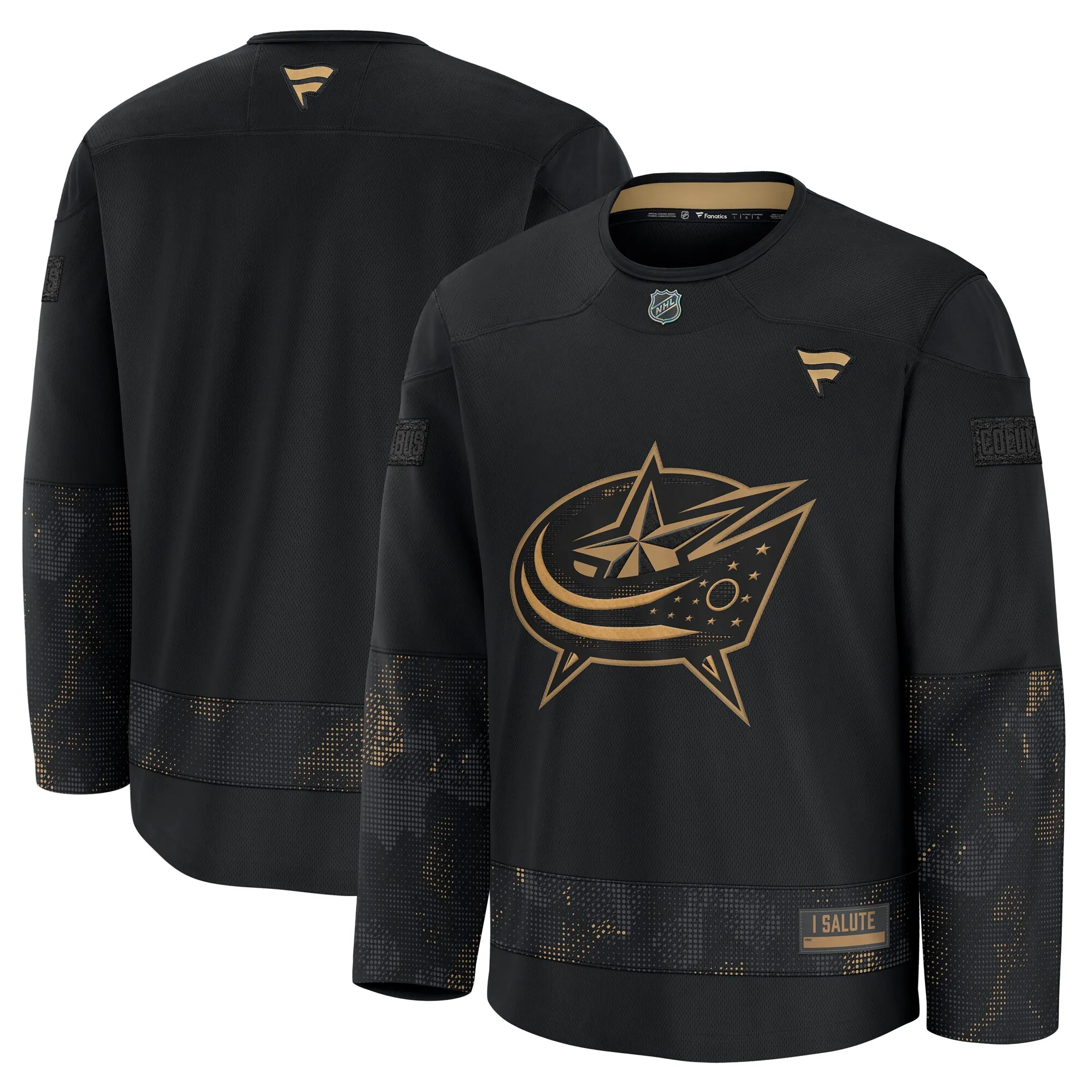 Columbus Blue Jackets Fanatics 2024 Military Appreciation Practice Jersey - Black