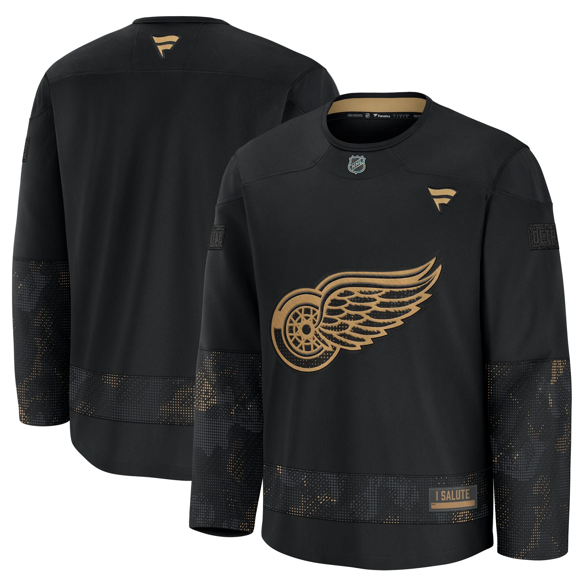 Detroit Red Wings Fanatics 2024 Military Appreciation Practice Jersey - Black