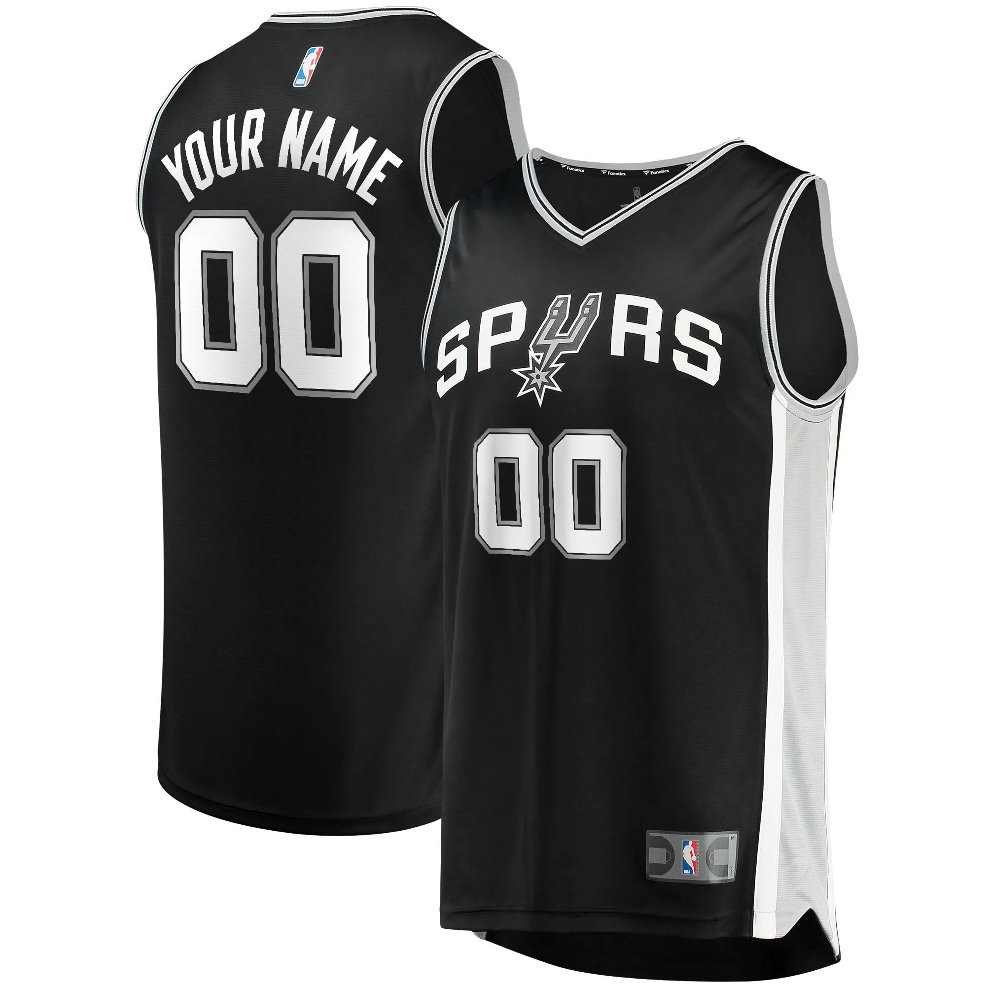 San Antonio Spurs Fanatics Fast Break Custom Replica Jersey Black - Icon Edition