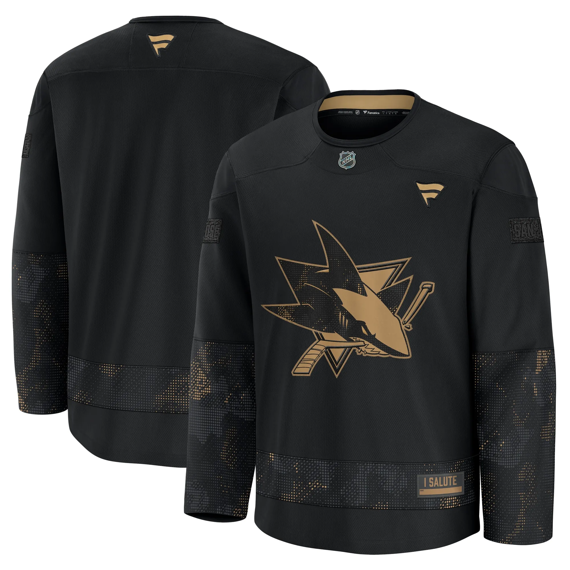 San Jose Sharks Fanatics 2024 Military Appreciation Practice Jersey - Black
