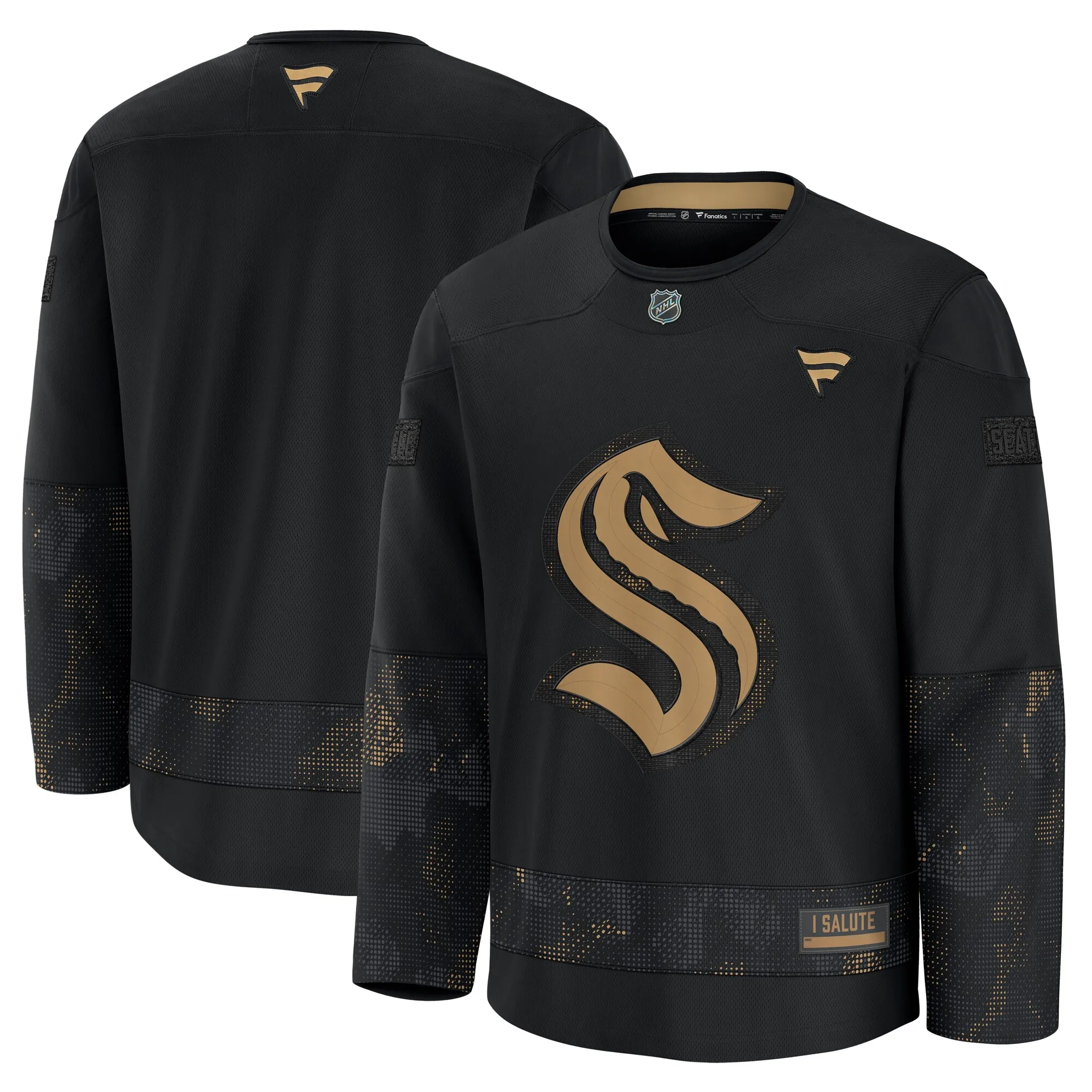 Seattle Kraken Fanatics 2024 Military Appreciation Practice Jersey - Black