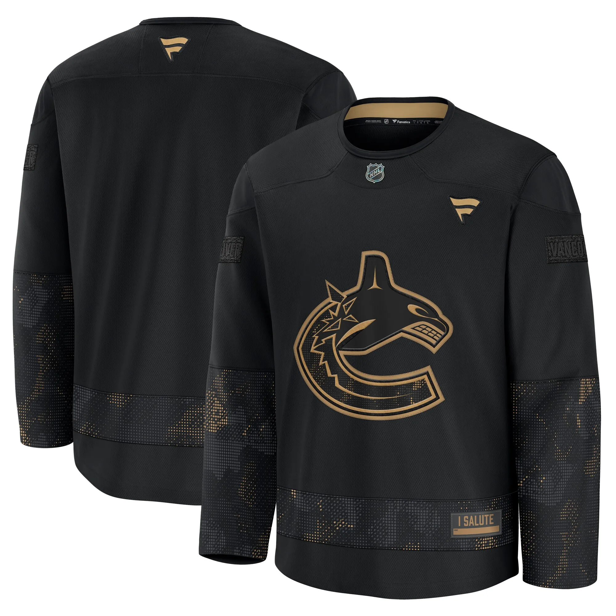 Vancouver Canucks Fanatics 2024 Military Appreciation Practice Jersey - Black