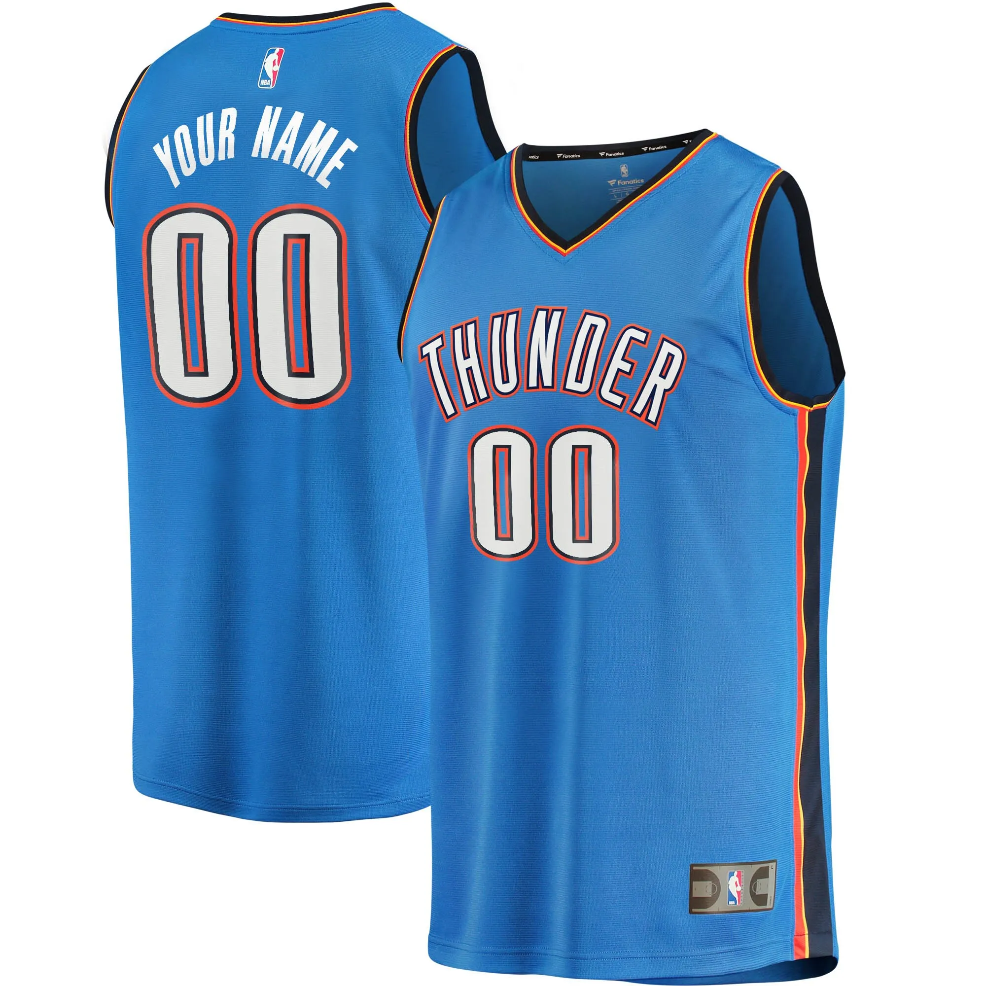 Oklahoma City Thunder Fanatics Fast Break Custom Replica Jersey Blue - Icon Edition