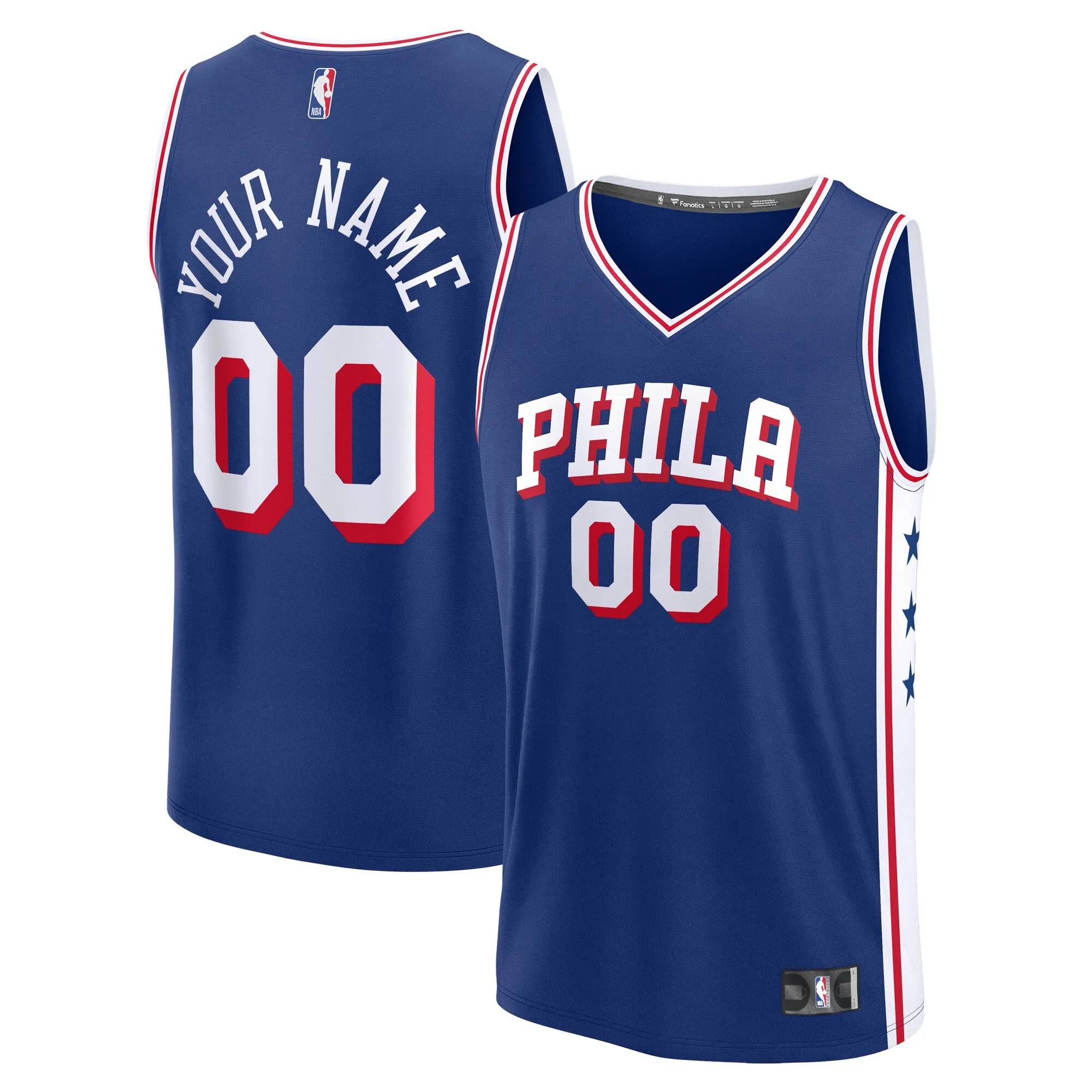 Philadelphia 76ers Fanatics Fast Break Custom Jersey - Icon Edition - Blue