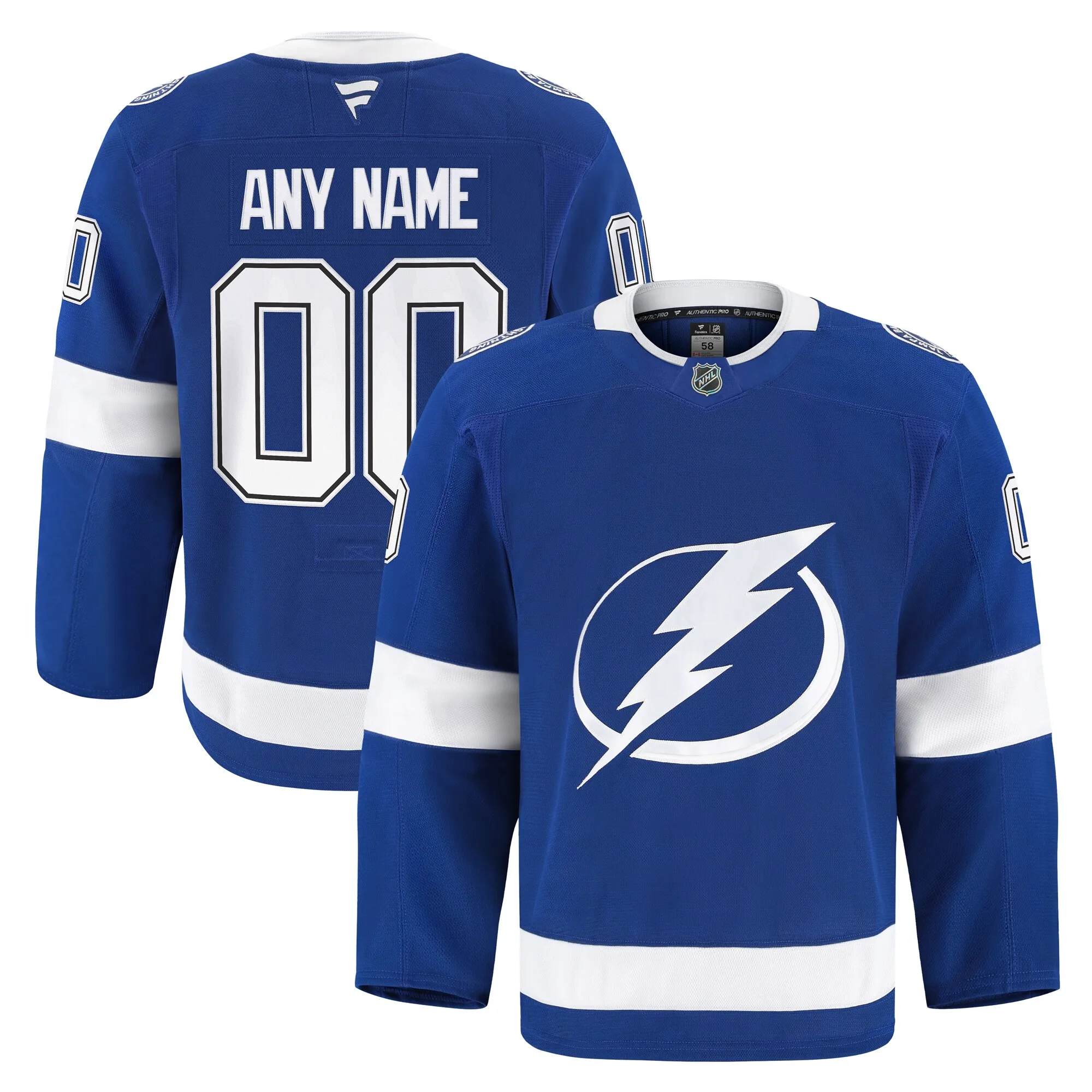 Tampa Bay Lightning Fanatics Home Authentic Pro Custom Jersey - Blue
