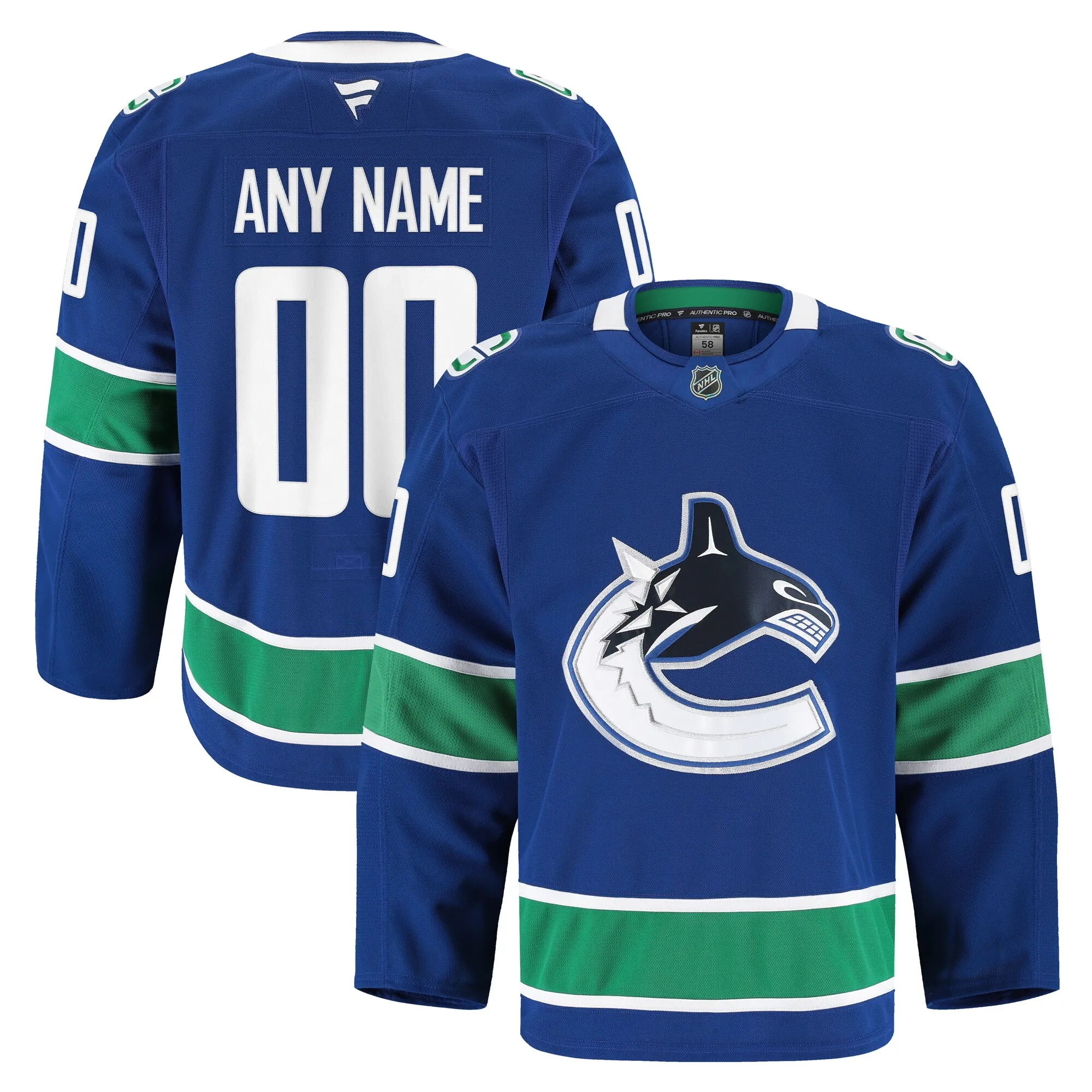 Vancouver Canucks Fanatics Home Authentic Pro Custom Jersey - Blue