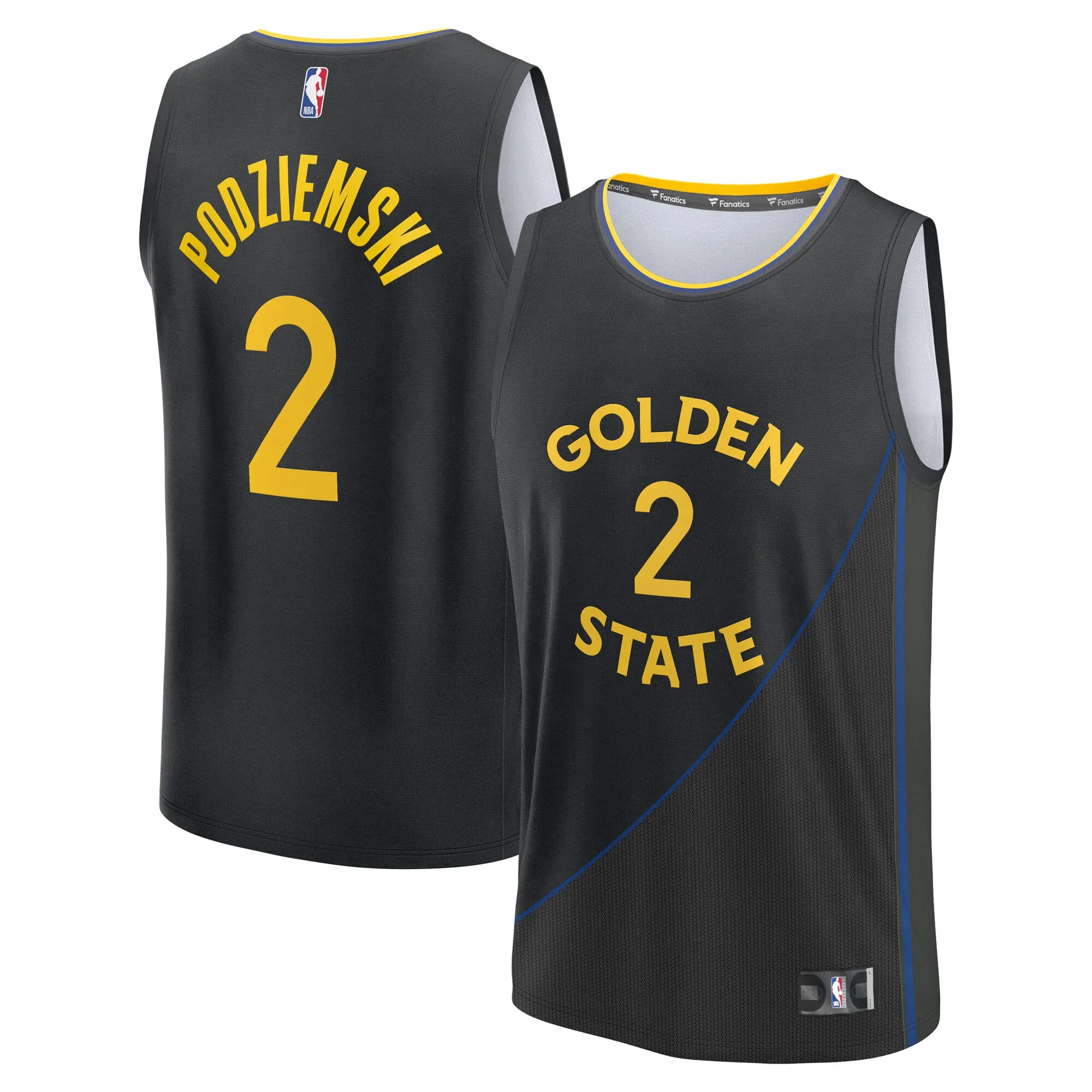 Brandin Podziemski Golden State Warriors Fanatics Fast Break Replica Player Jersey - Statement Edition - Black