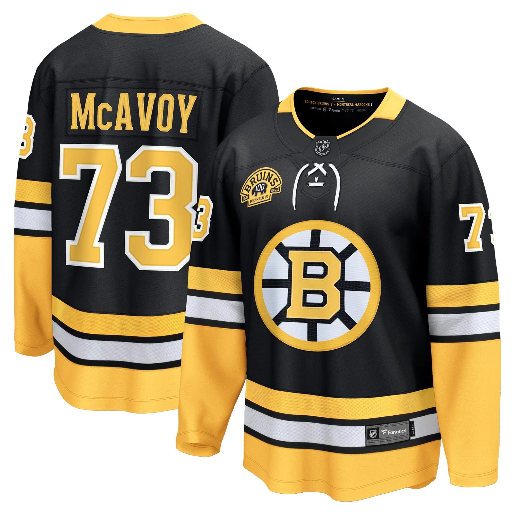 Charlie McAvoy Boston Bruins Fanatics 100th Anniversary Premier Breakaway Player Jersey - Black