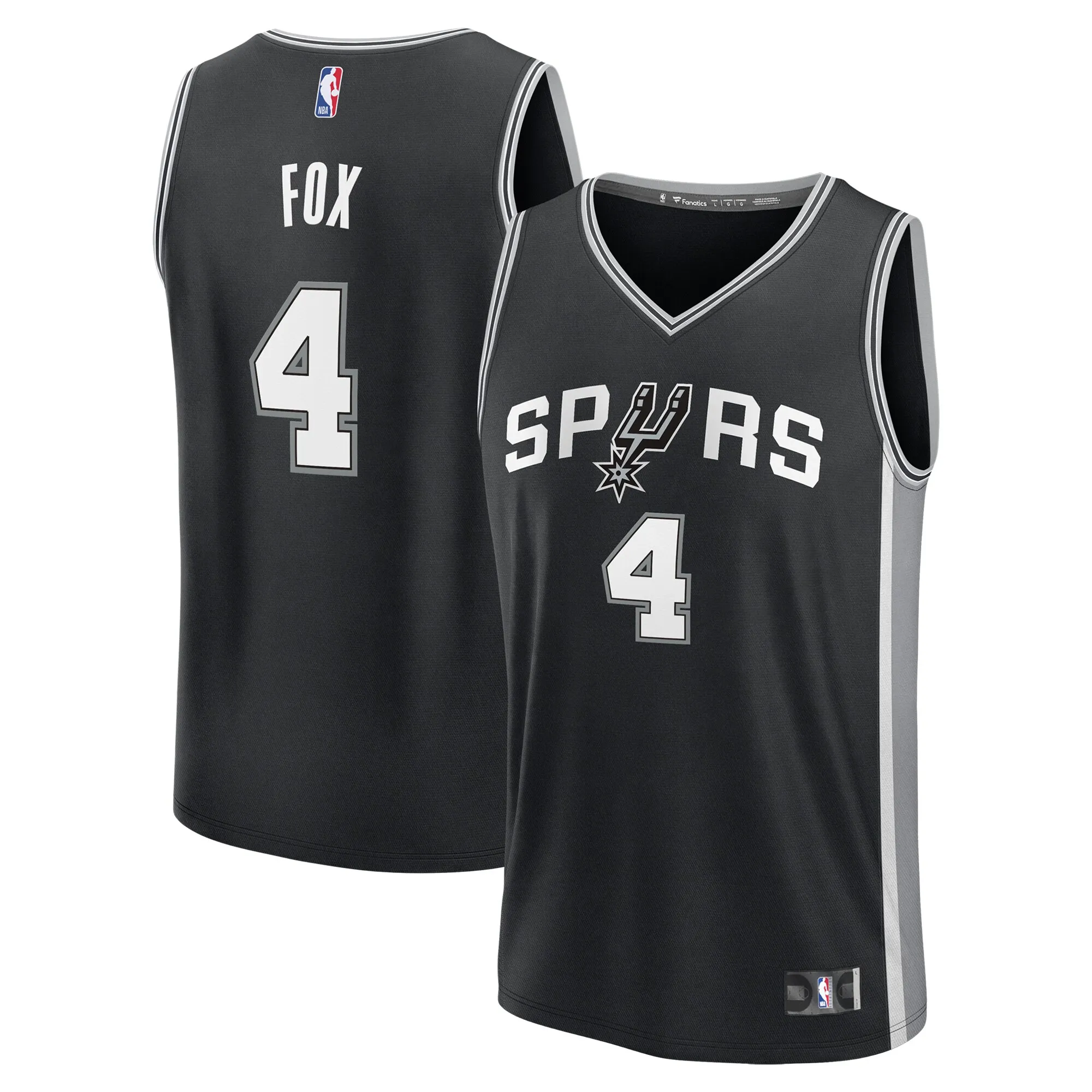 De'Aaron Fox San Antonio Spurs Fanatics Fast Break Replica Player Jersey - Icon Edition - Black