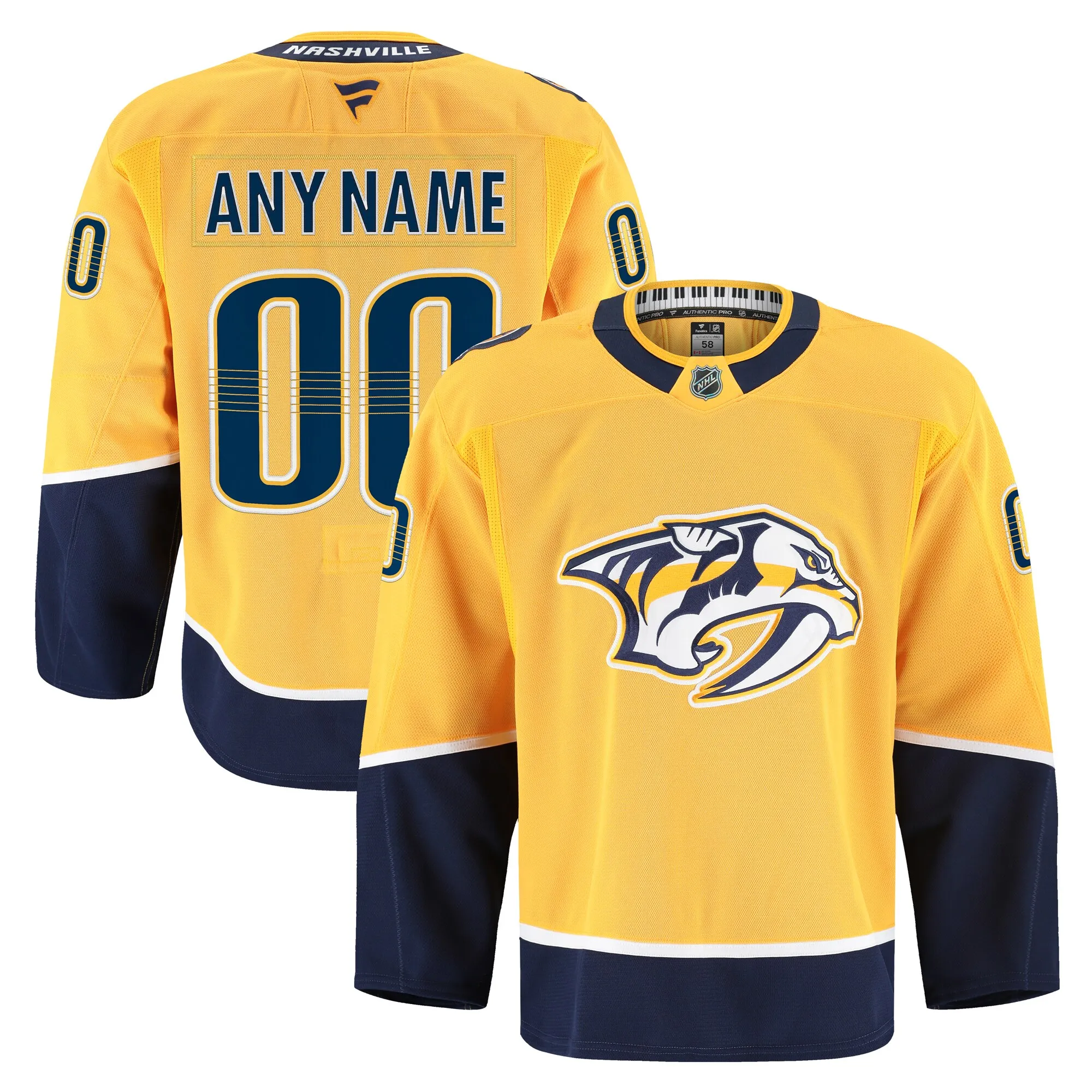 Nashville Predators Fanatics Home Authentic Pro Custom Jersey - Gold
