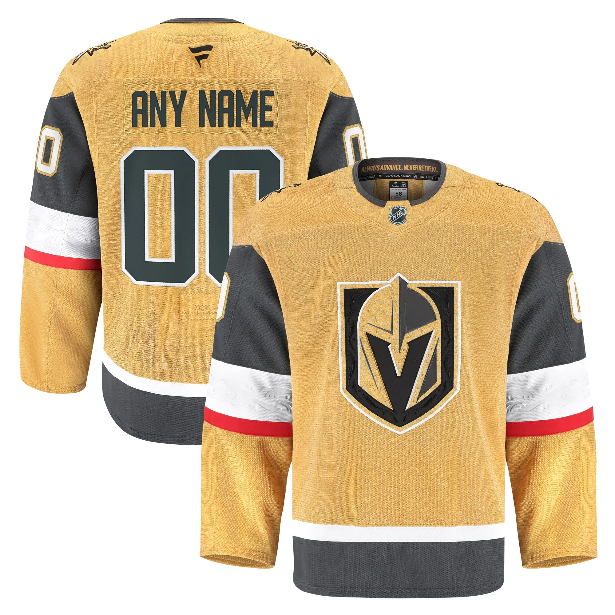Vegas Golden Knights Fanatics Home Authentic Pro Custom Jersey - Gold