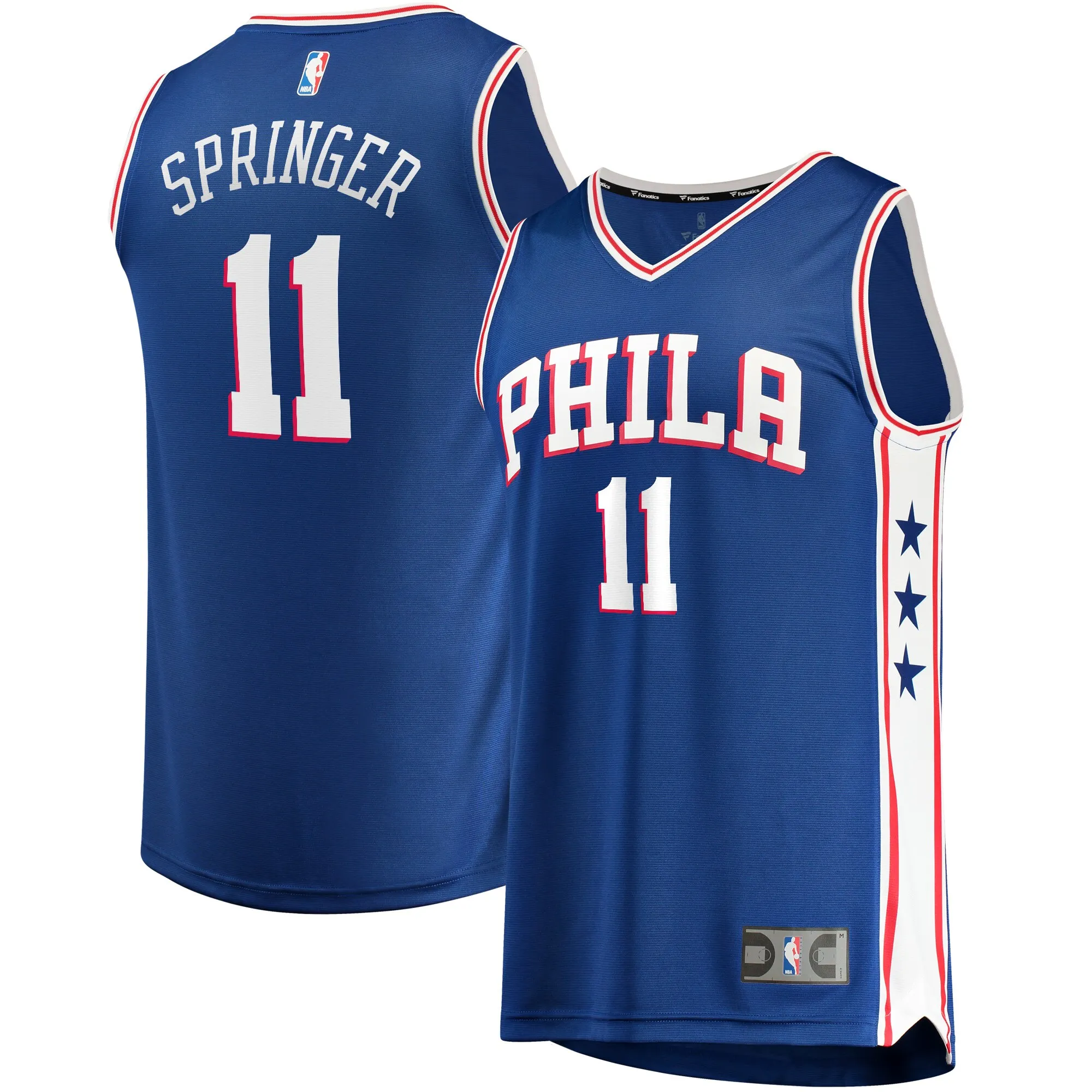 Jaden Springer Philadelphia 76ers Fanatics Fast Break Replica Jersey Royal - Icon Edition