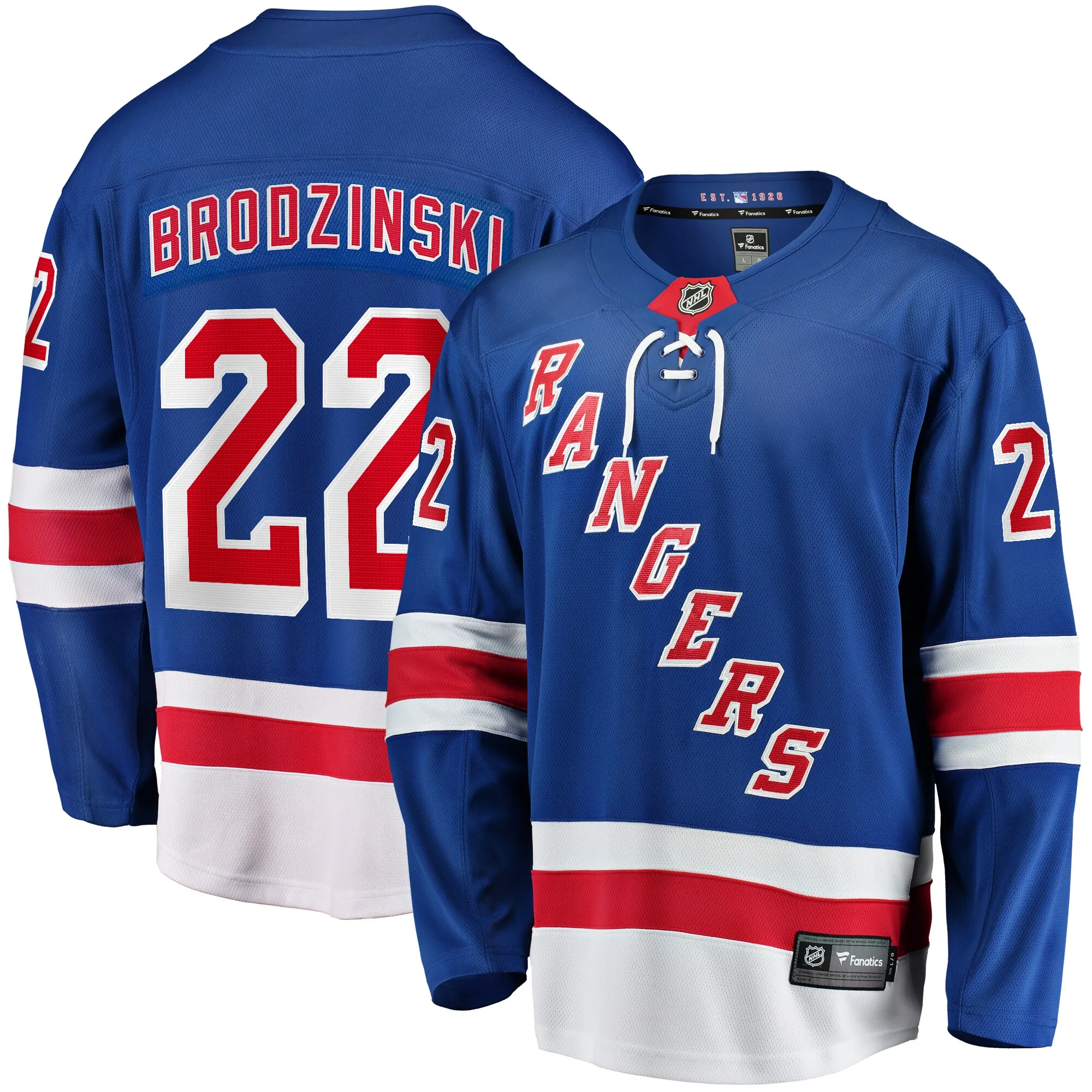 Jonny Brodzinski New York Rangers Fanatics Home Premier Breakaway Player Jersey - Blue