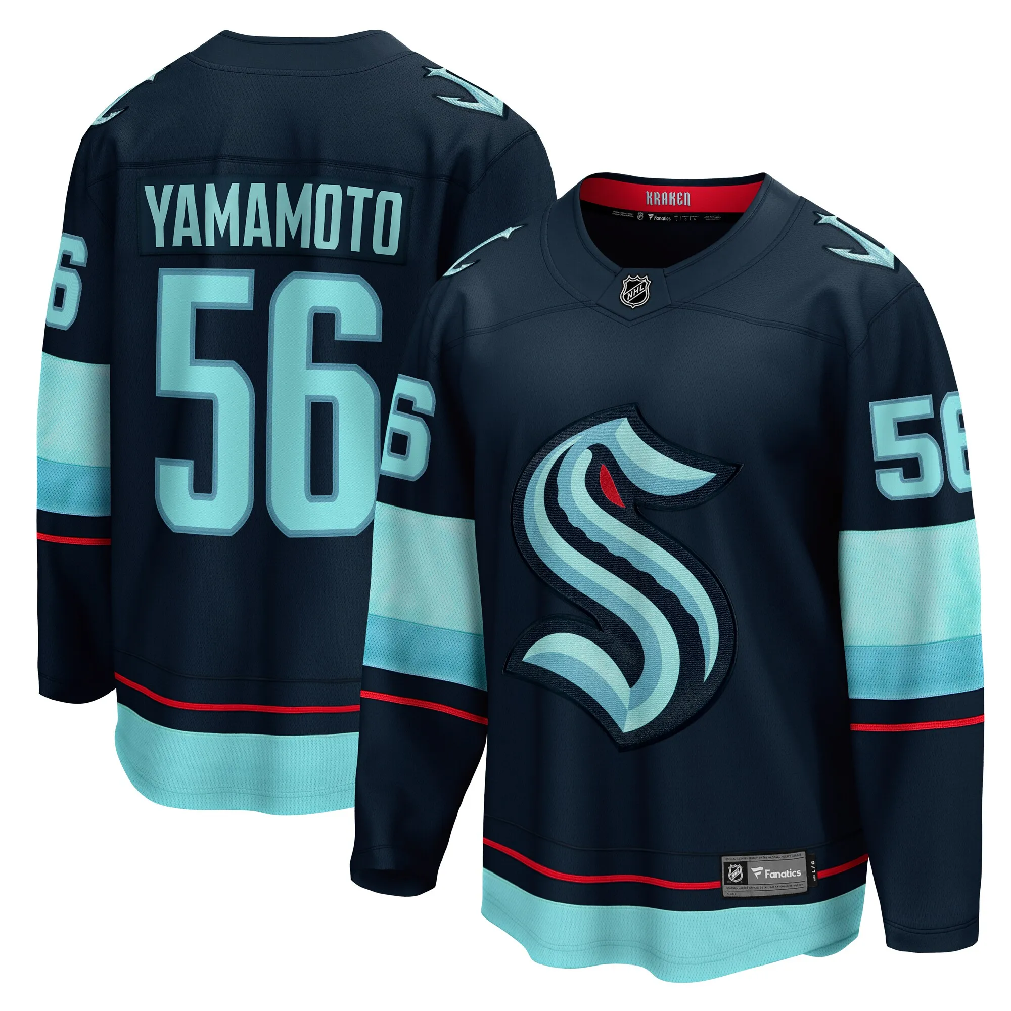 Kailer Yamamoto Seattle Kraken Fanatics Home Breakaway Player Jersey - Deep Sea Blue