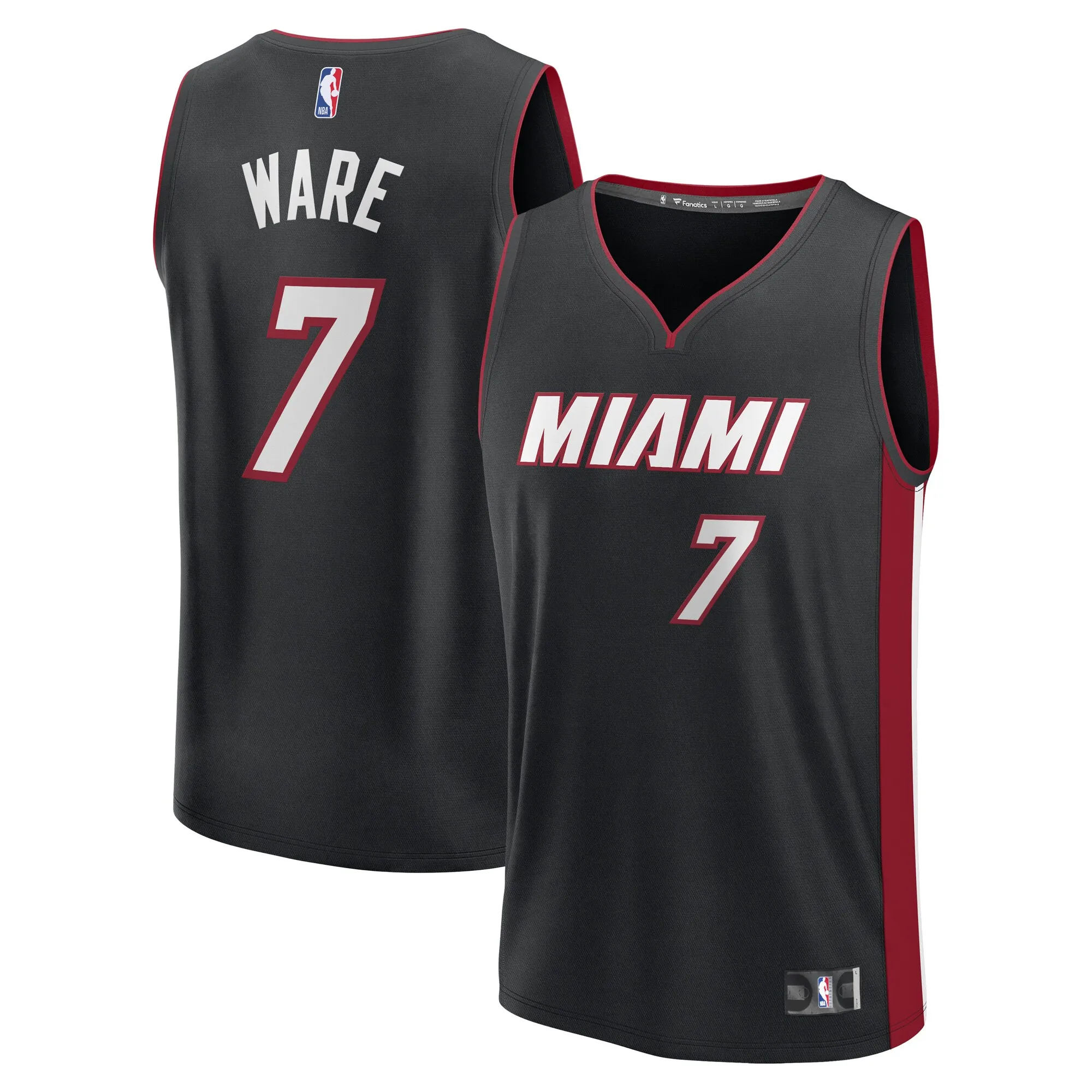 Kel'el Ware Miami Heat Fanatics Fast Break Replica Player Jersey - Icon Edition - Black