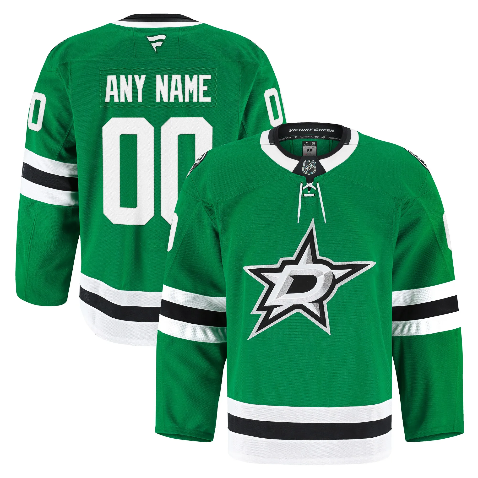 Dallas Stars Fanatics Home Authentic Pro Custom Jersey - Kelly Green