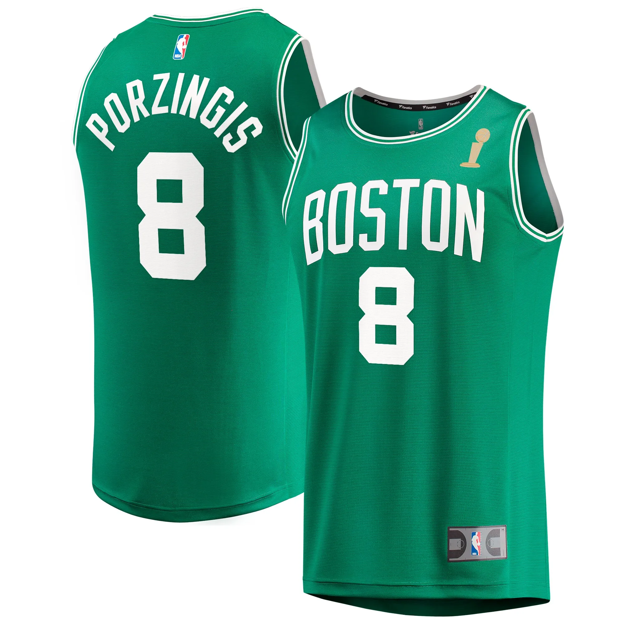 Kristaps Porzingis Boston Celtics Fanatics 2024 NBA Finals Champions Fast Break Replica Player Jersey - Kelly Green - Icon Edition