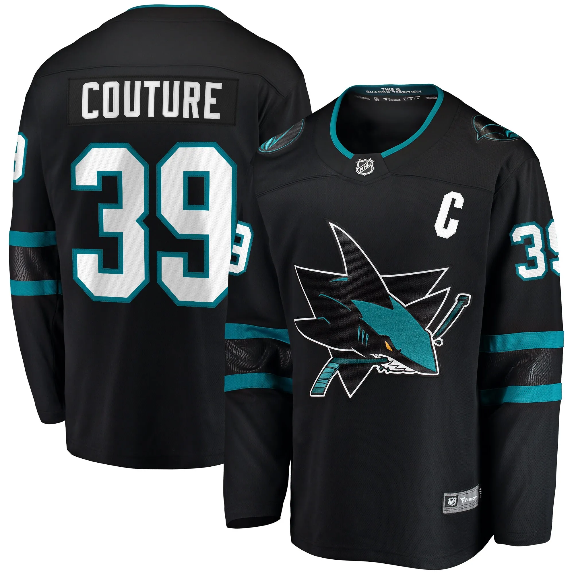 Logan Couture San Jose Sharks Fanatics Alternate Premier Breakaway Player Captain Jersey - Black