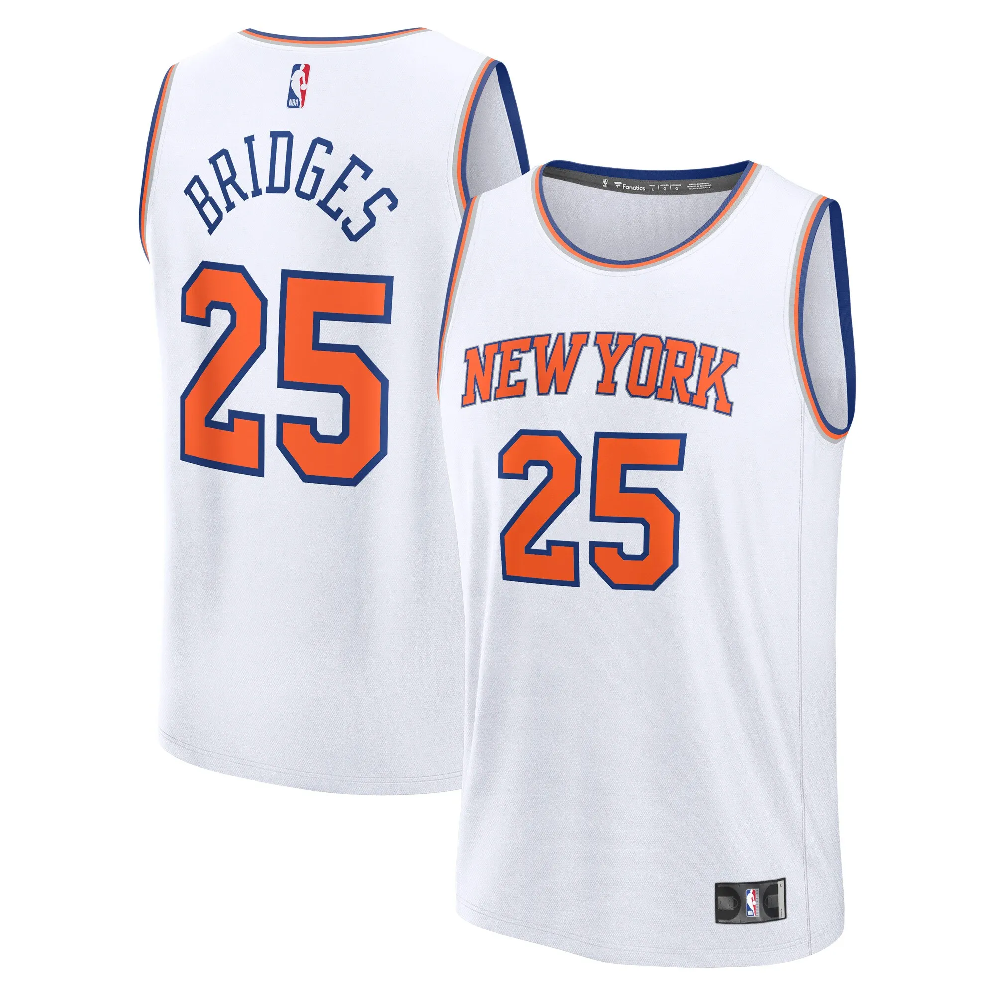 Mikal Bridges New York Knicks Fanatics Fast Break Replica Player Jersey - Association Edition - White