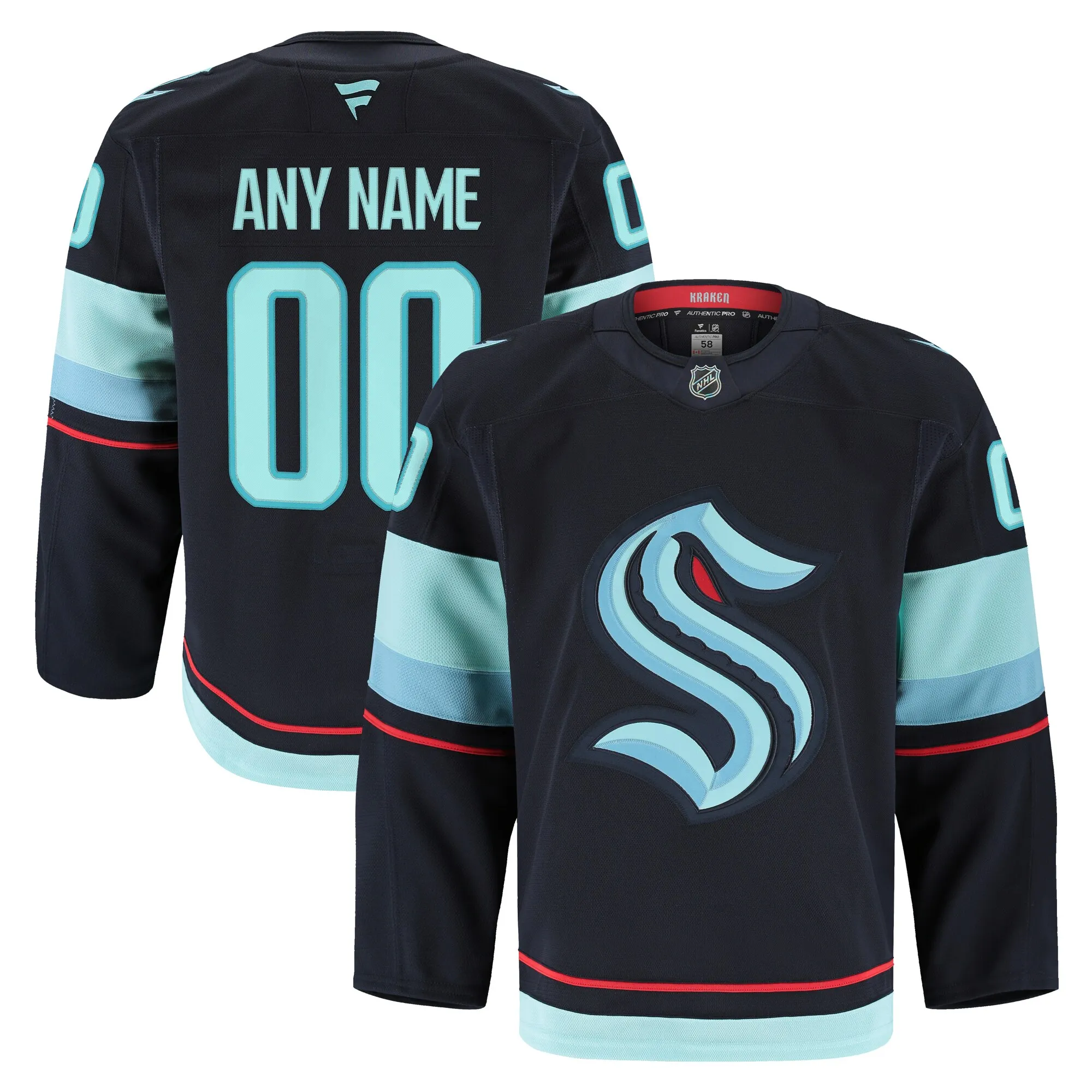 Seattle Kraken Fanatics Home Authentic Pro Custom Jersey - Navy