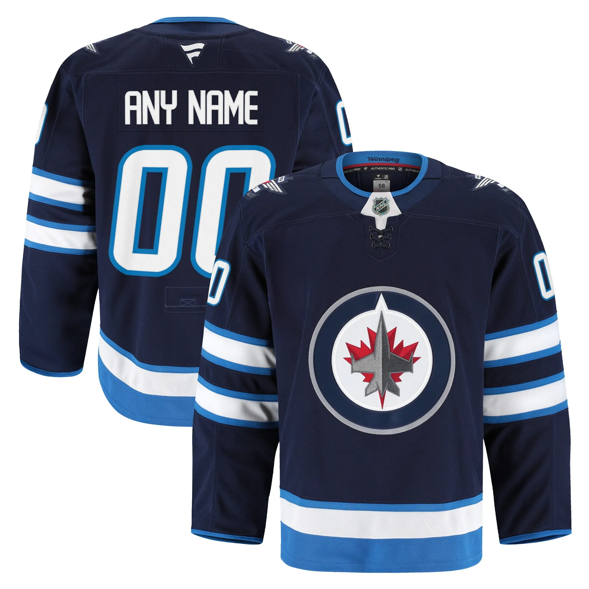 Winnipeg Jets Fanatics Home Authentic Pro Custom Jersey - Navy