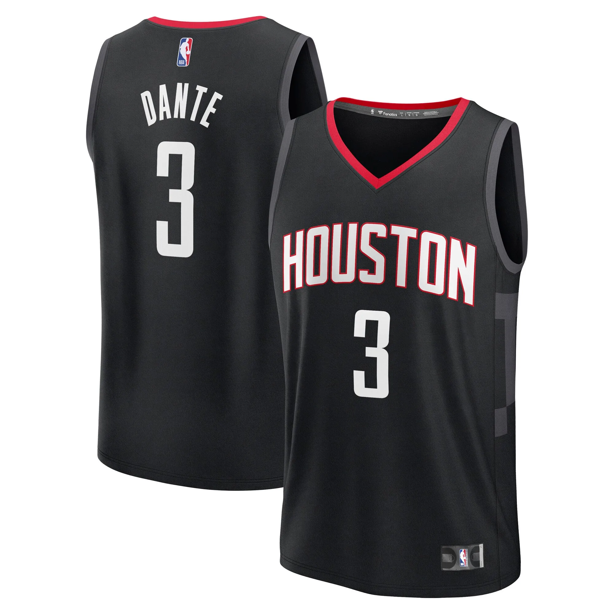 N'Faly Dante Houston Rockets Fanatics Fast Break Replica Player Jersey - Statement Edition - Black